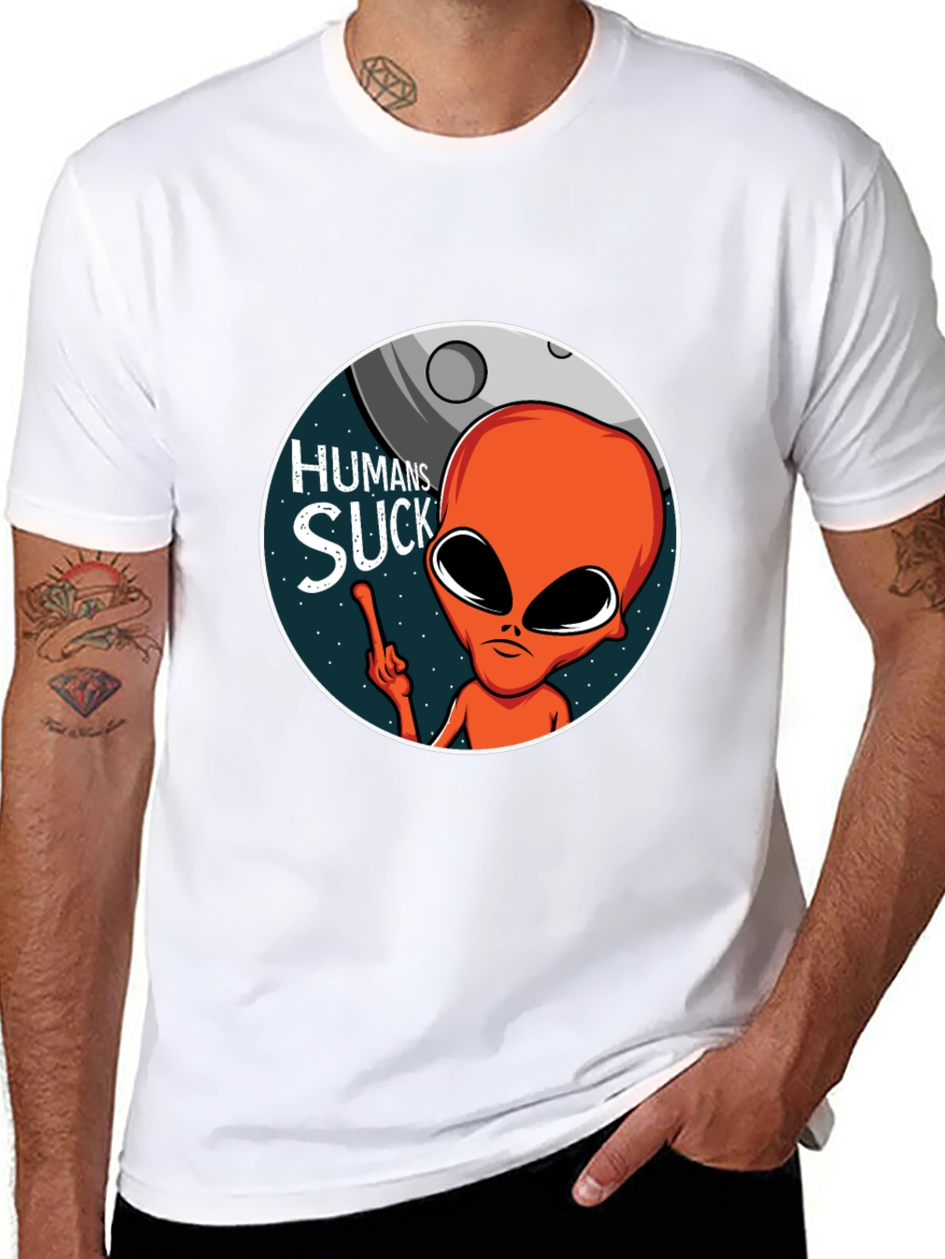 Humans Suck Alien Graphic T-Shirt