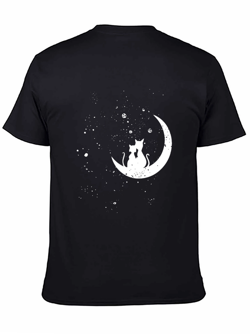 Cats on Moon Graphic Tee - Stylish Black T-Shirt