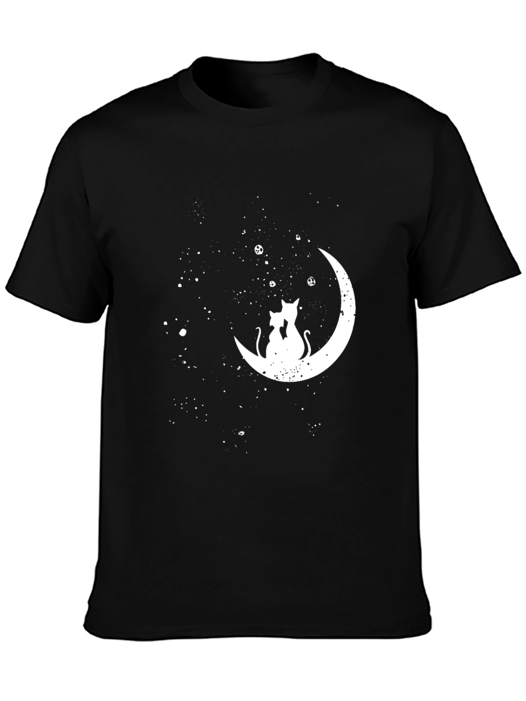 Cats on Moon Graphic Tee - Stylish Black T-Shirt