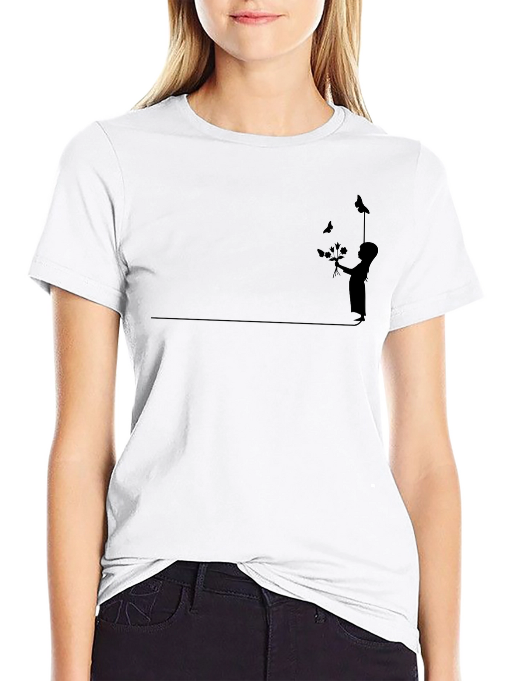 Boy with Butterflies Graphic Tee - Black