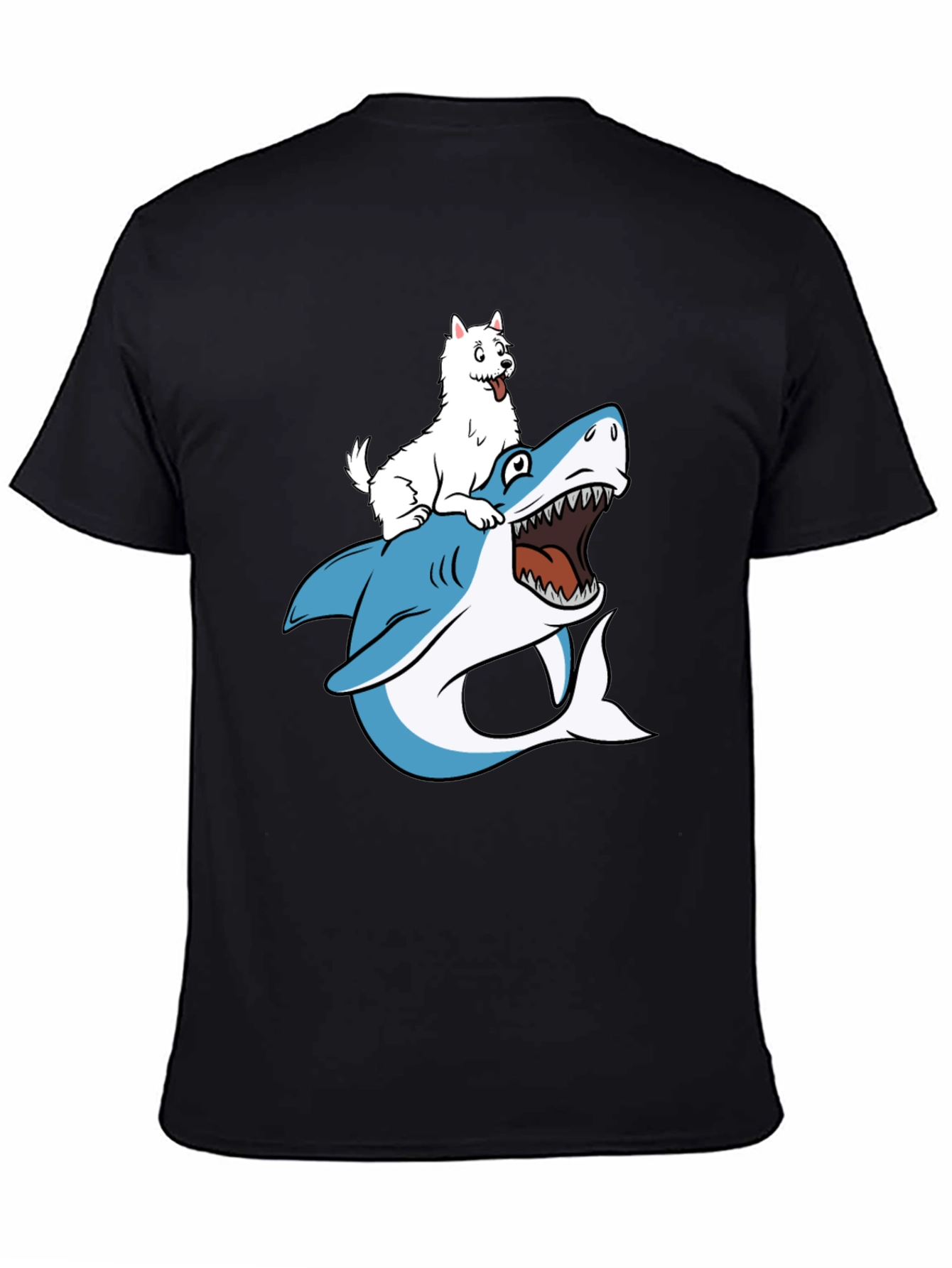 Dog Riding Shark Graphic T-Shirt