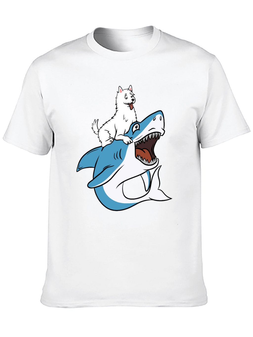 Dog Riding Shark Graphic T-Shirt
