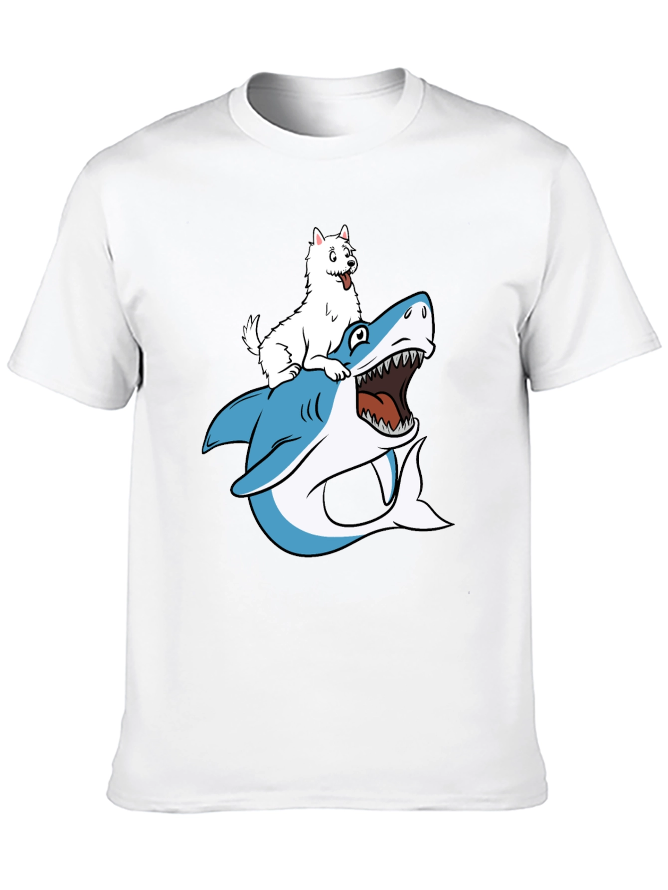 Dog Riding Shark Graphic T-Shirt