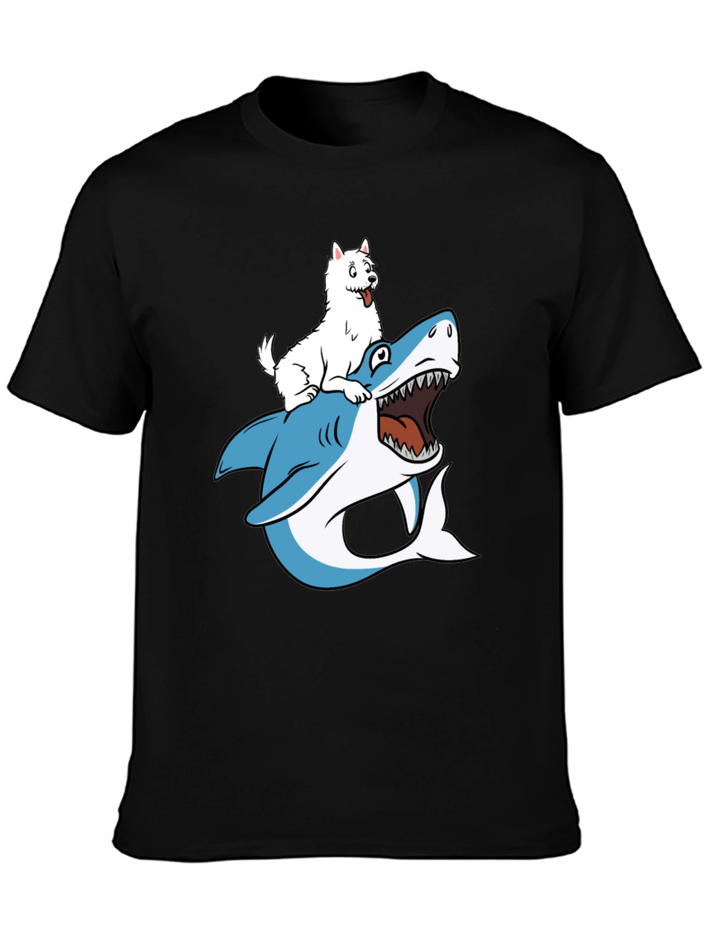Dog Riding Shark Graphic T-Shirt