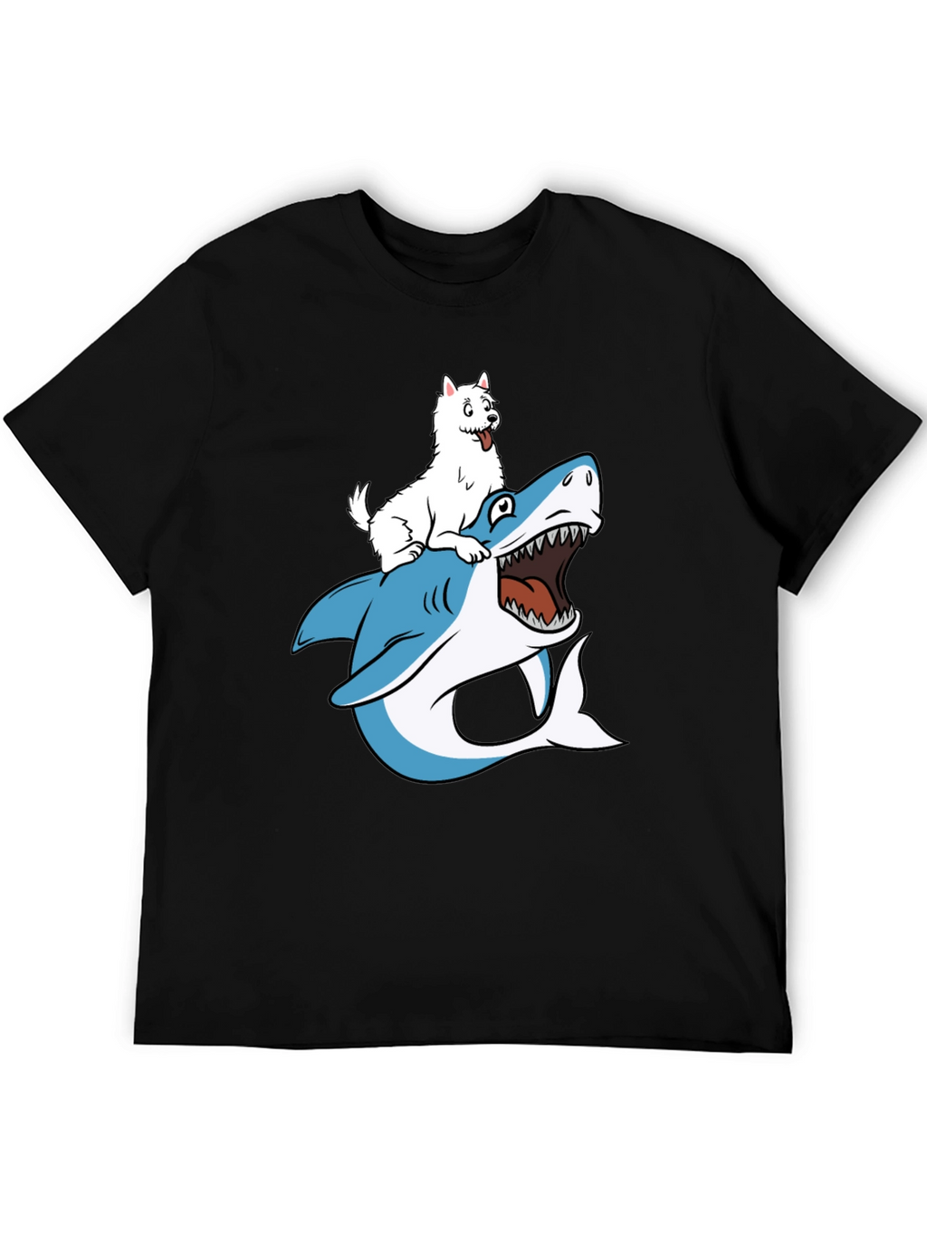 Dog Riding Shark Graphic T-Shirt