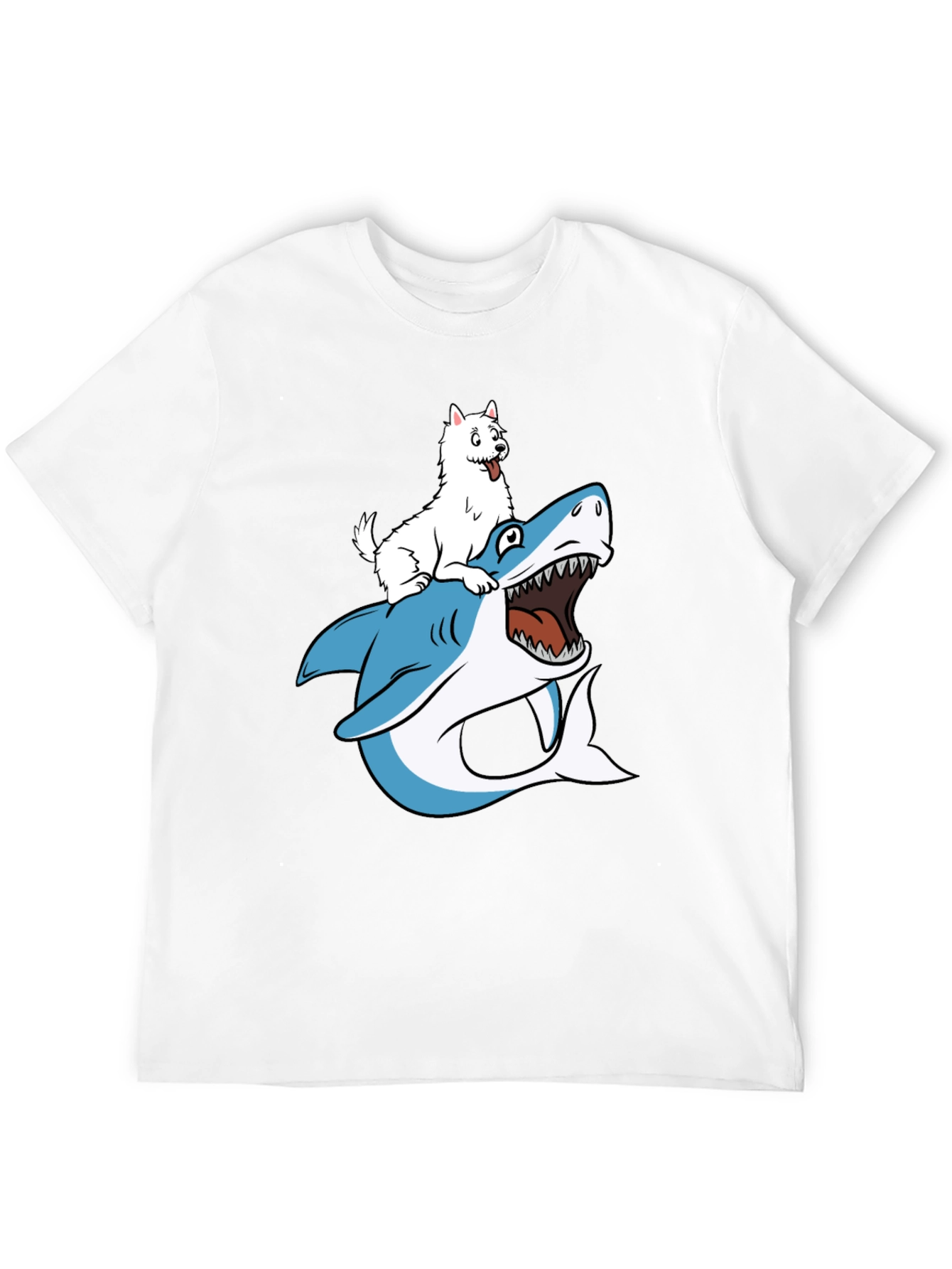 Dog Riding Shark Graphic T-Shirt
