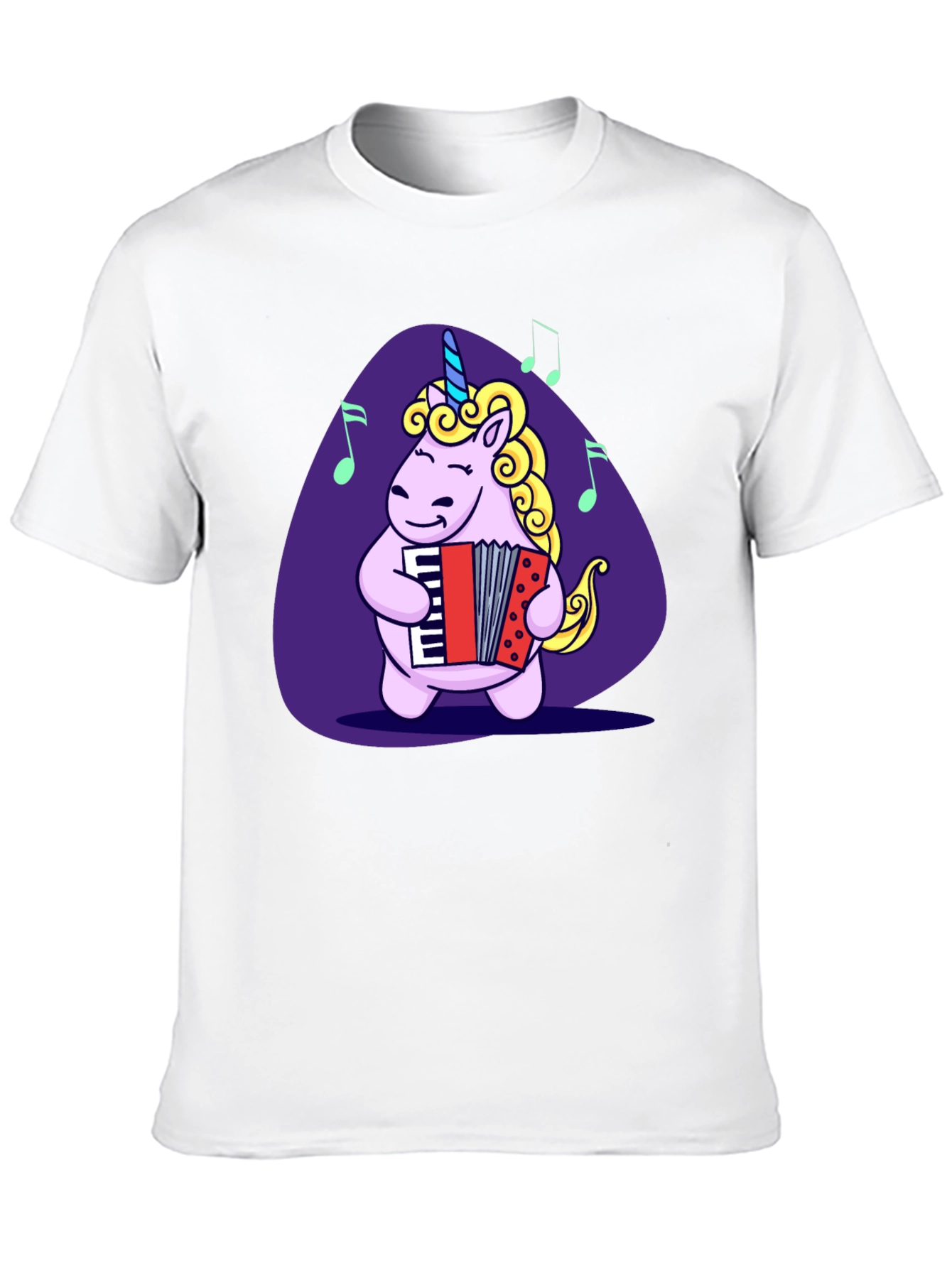 Unicorn Accordion Player Black T-Shirt