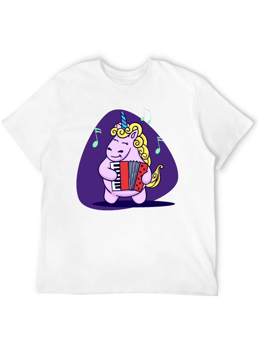 Unicorn Accordion Player Black T-Shirt