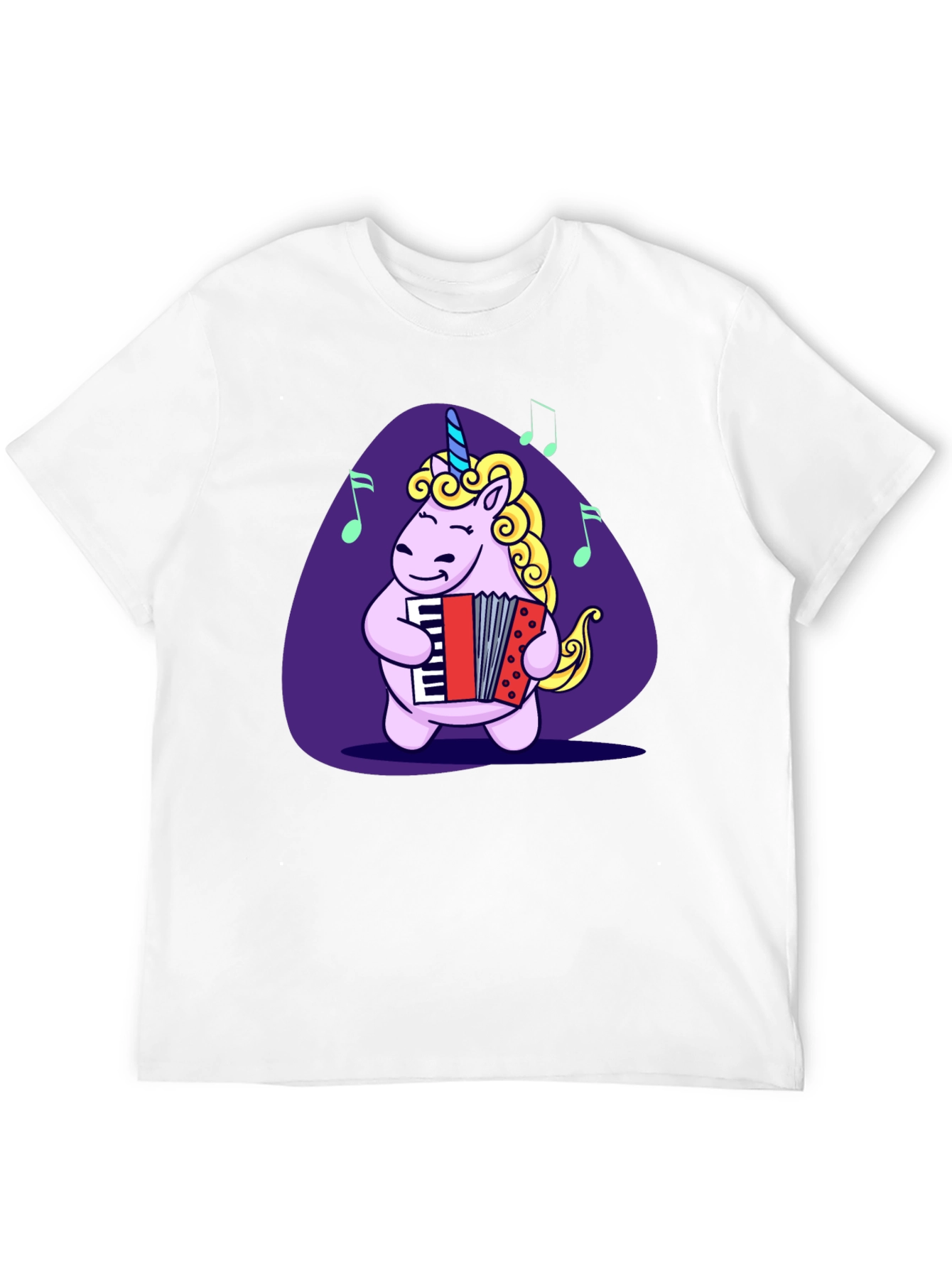 Unicorn Accordion Player Black T-Shirt