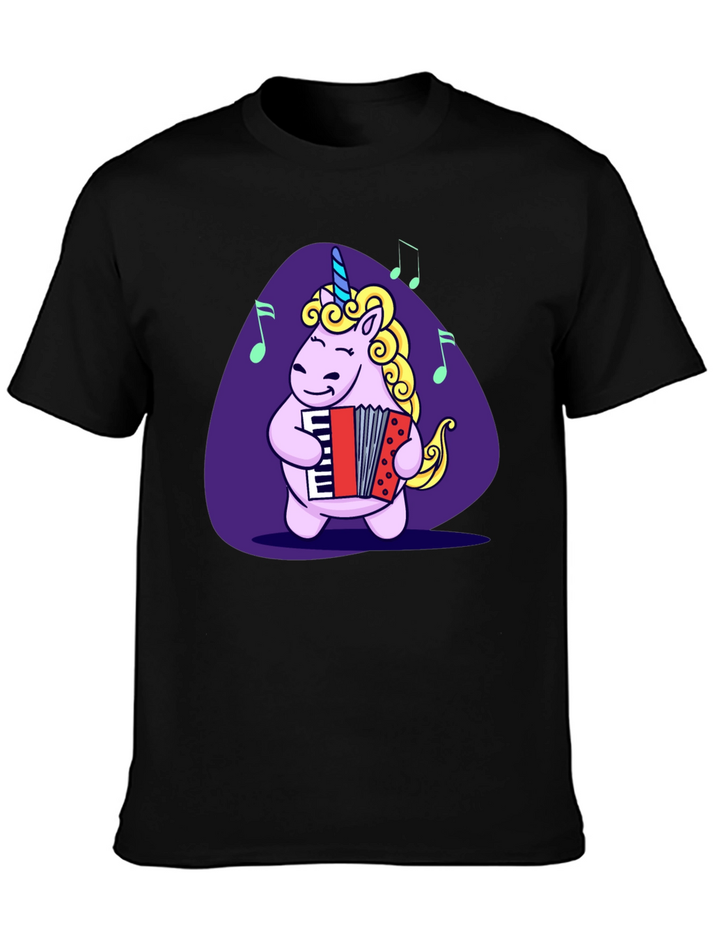 Unicorn Accordion Player Black T-Shirt