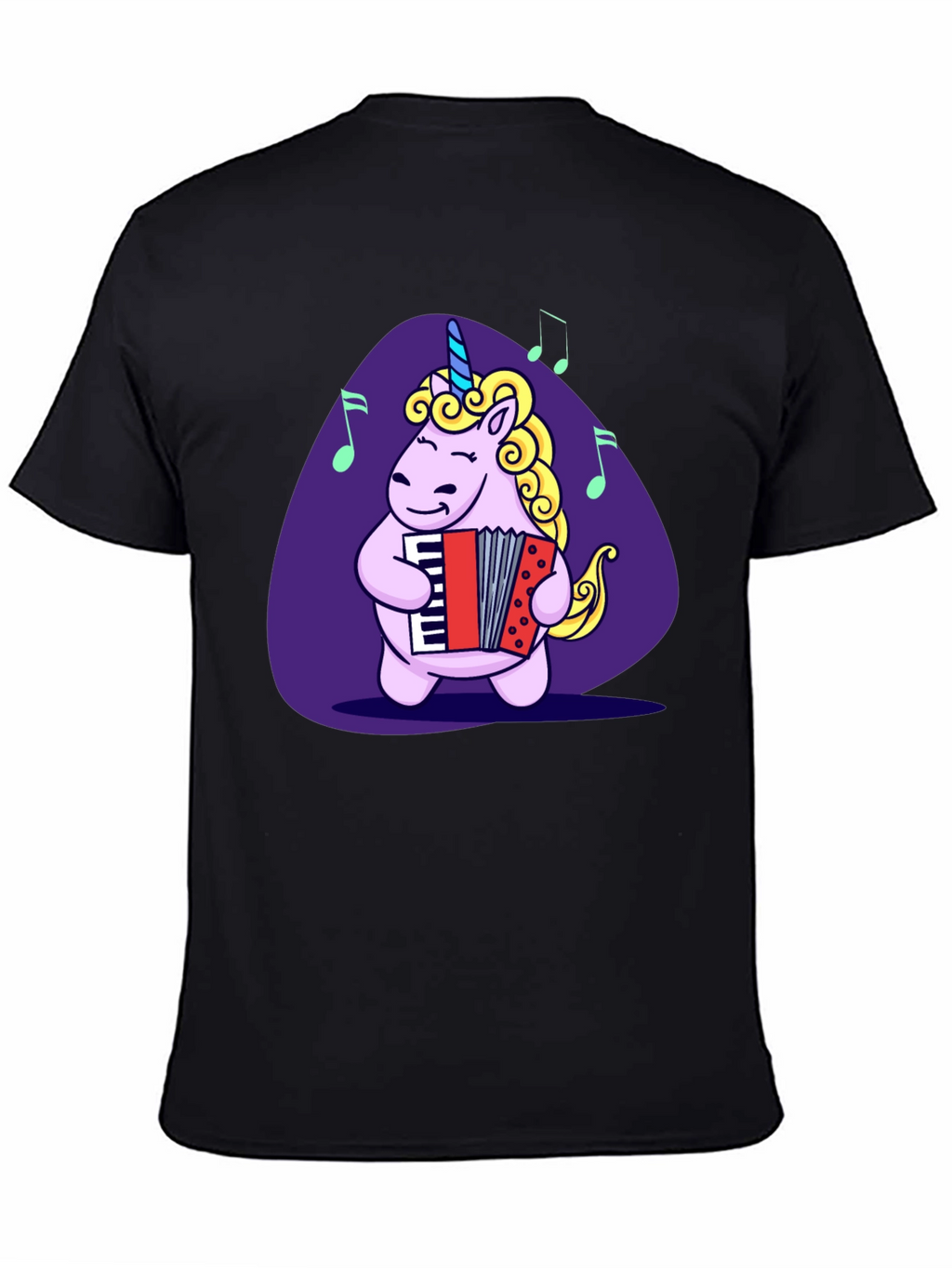 Unicorn Accordion Player Black T-Shirt