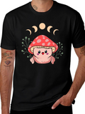 Mushroom Moon Phase Graphic Tee - Black