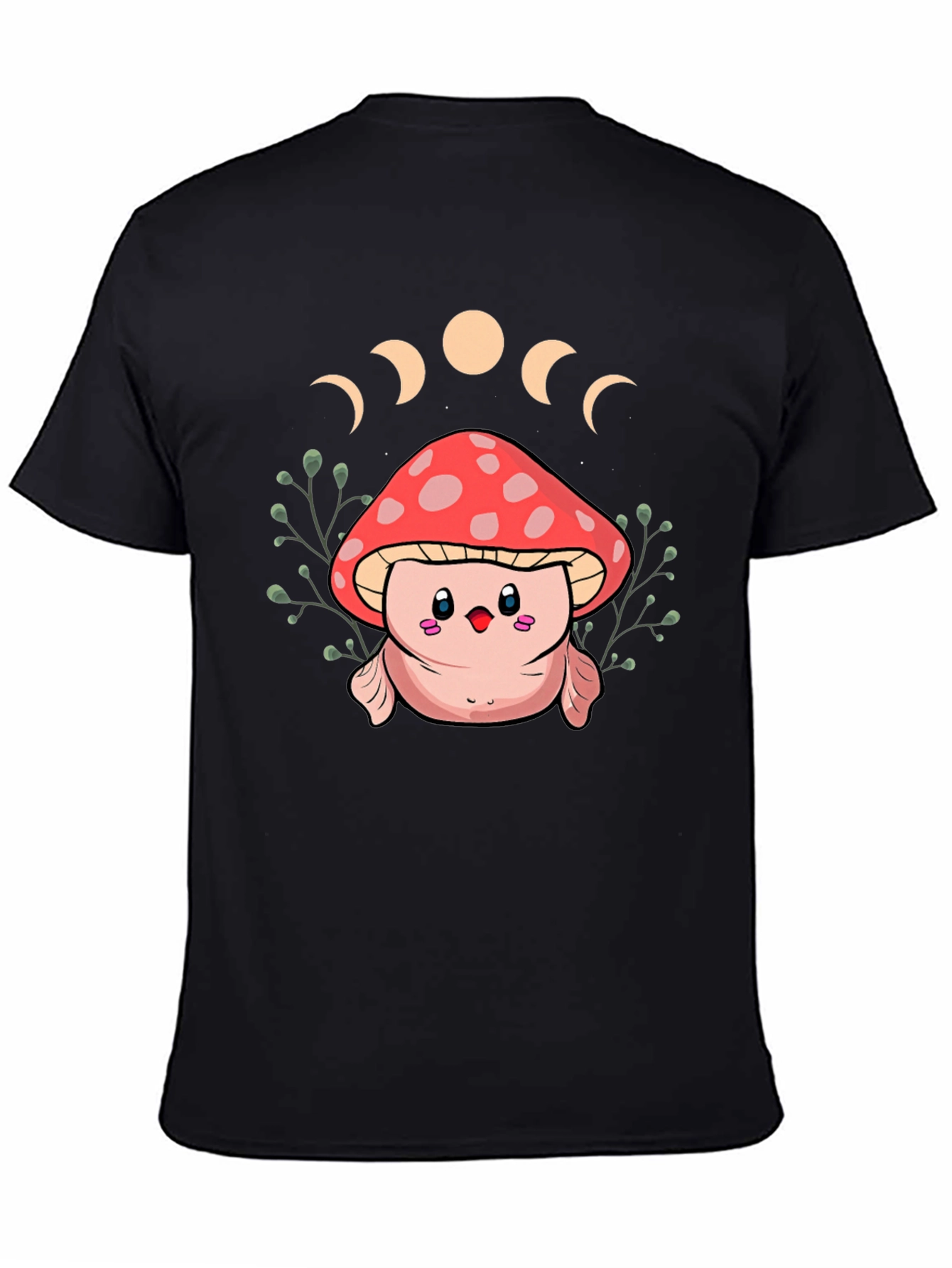 Mushroom Moon Phase Graphic Tee - Black