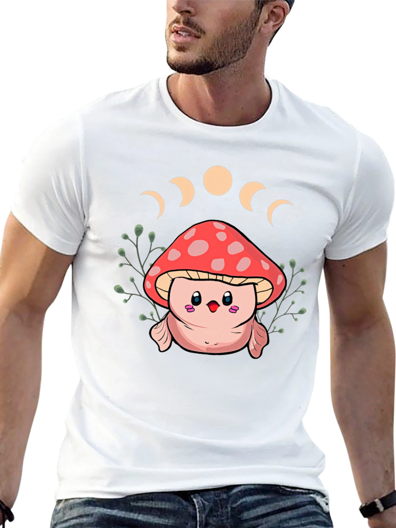 Mushroom Moon Phase Graphic Tee - Black