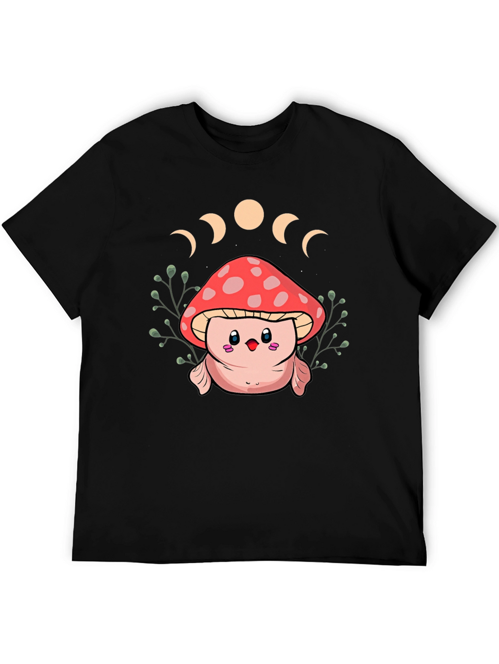 Mushroom Moon Phase Graphic Tee - Black