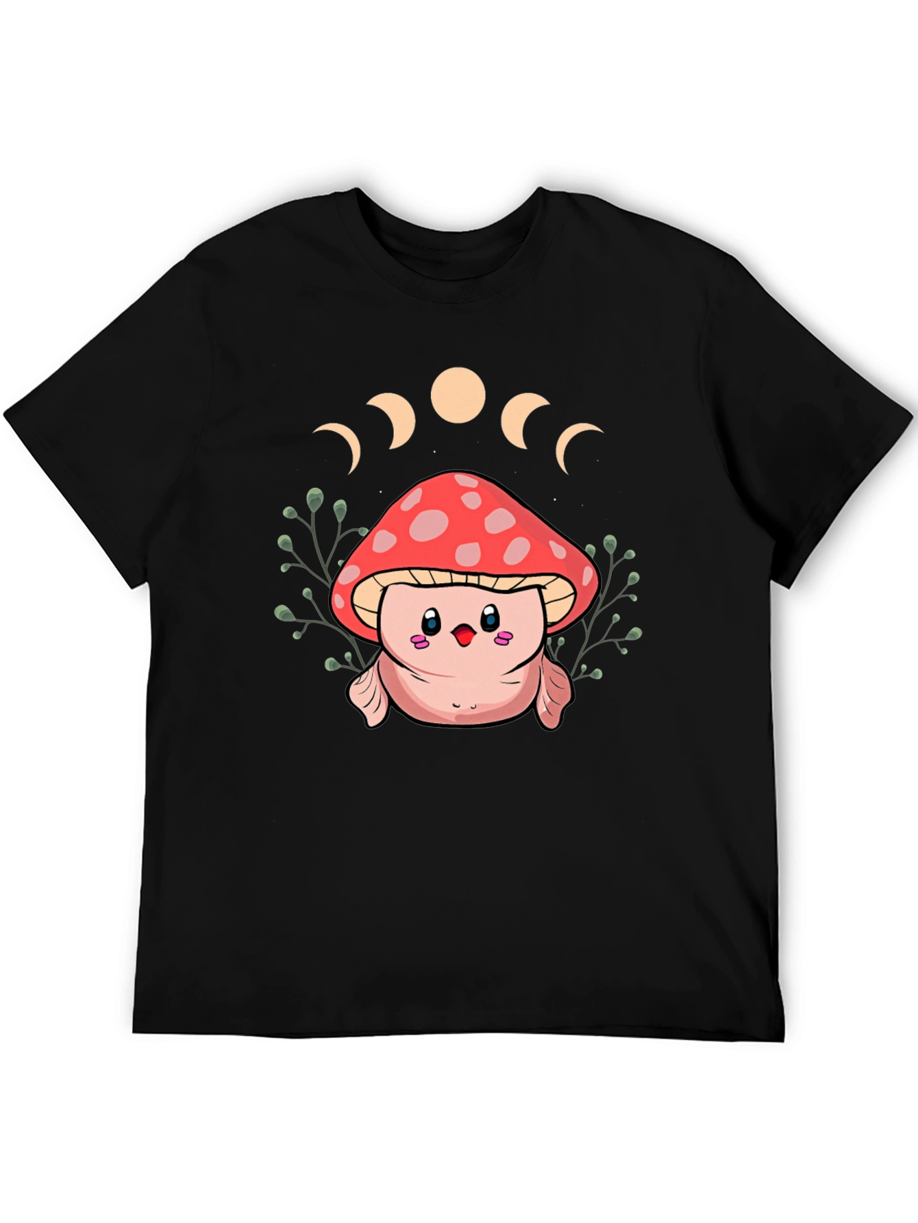 Mushroom Moon Phase Graphic Tee - Black