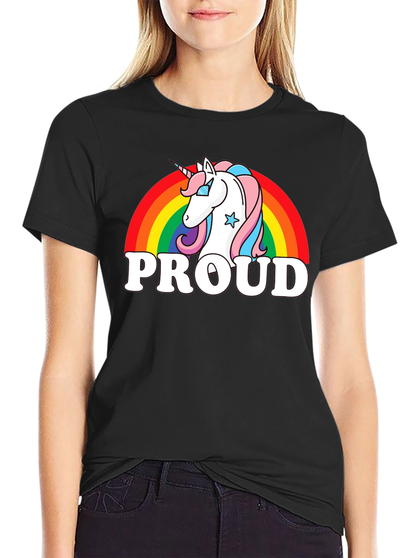 Proud Unicorn Rainbow Graphic T-Shirt