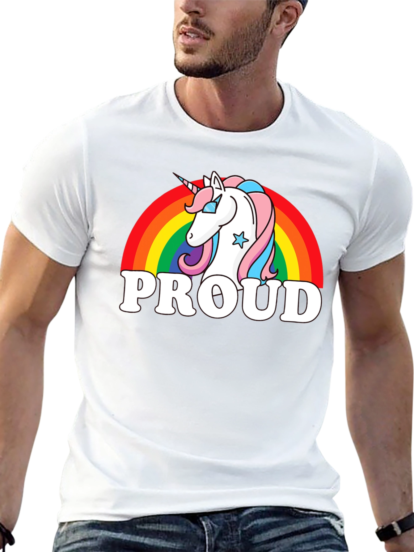 Proud Unicorn Rainbow Graphic T-Shirt