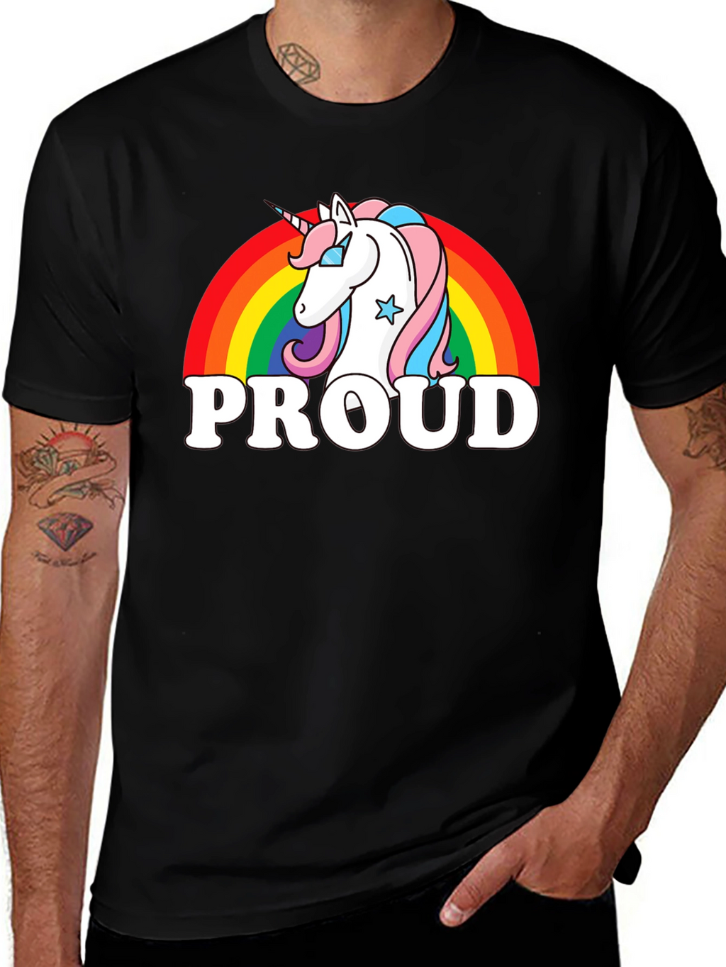 Proud Unicorn Rainbow Graphic T-Shirt