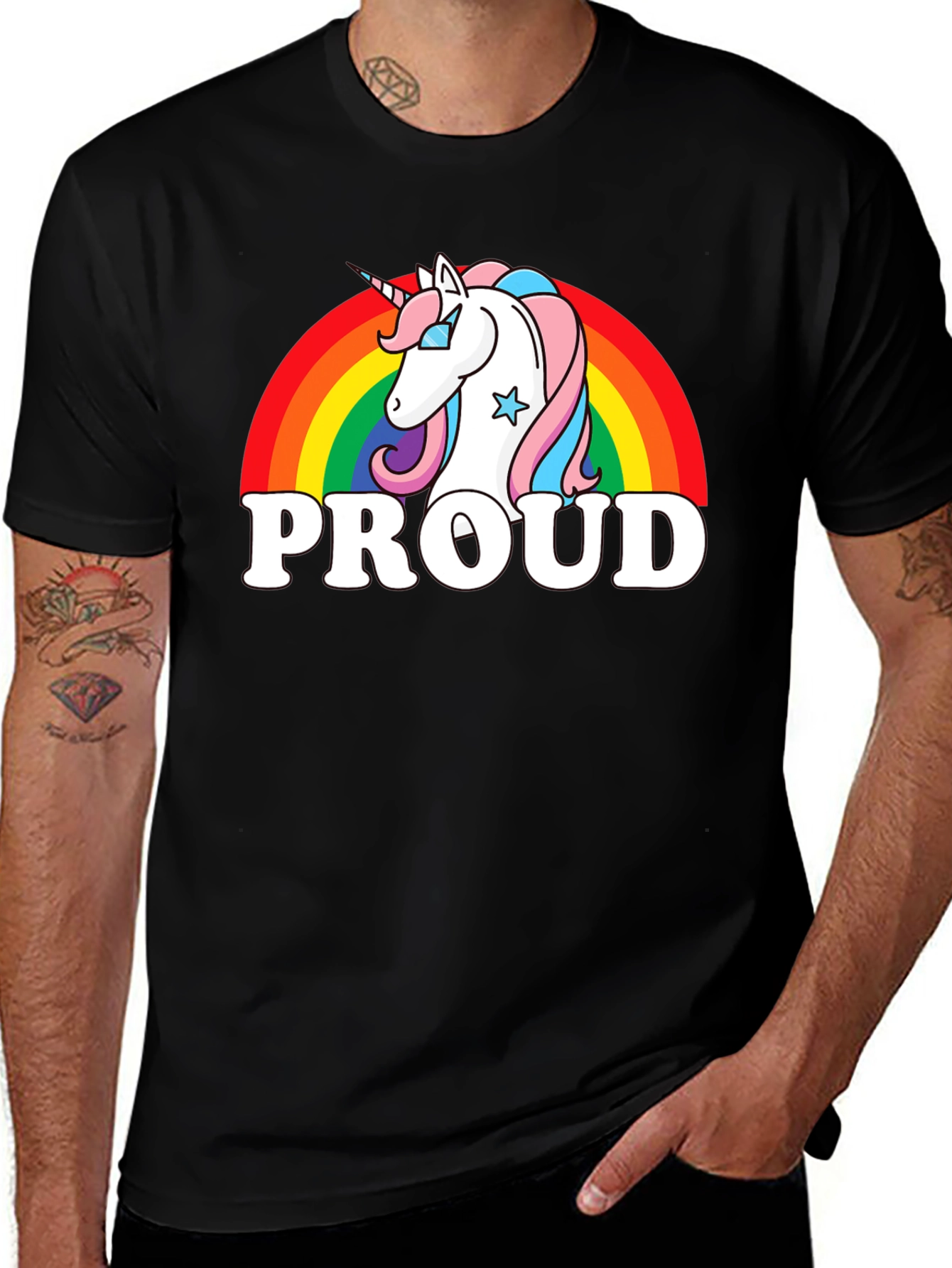 Proud Unicorn Rainbow Graphic T-Shirt