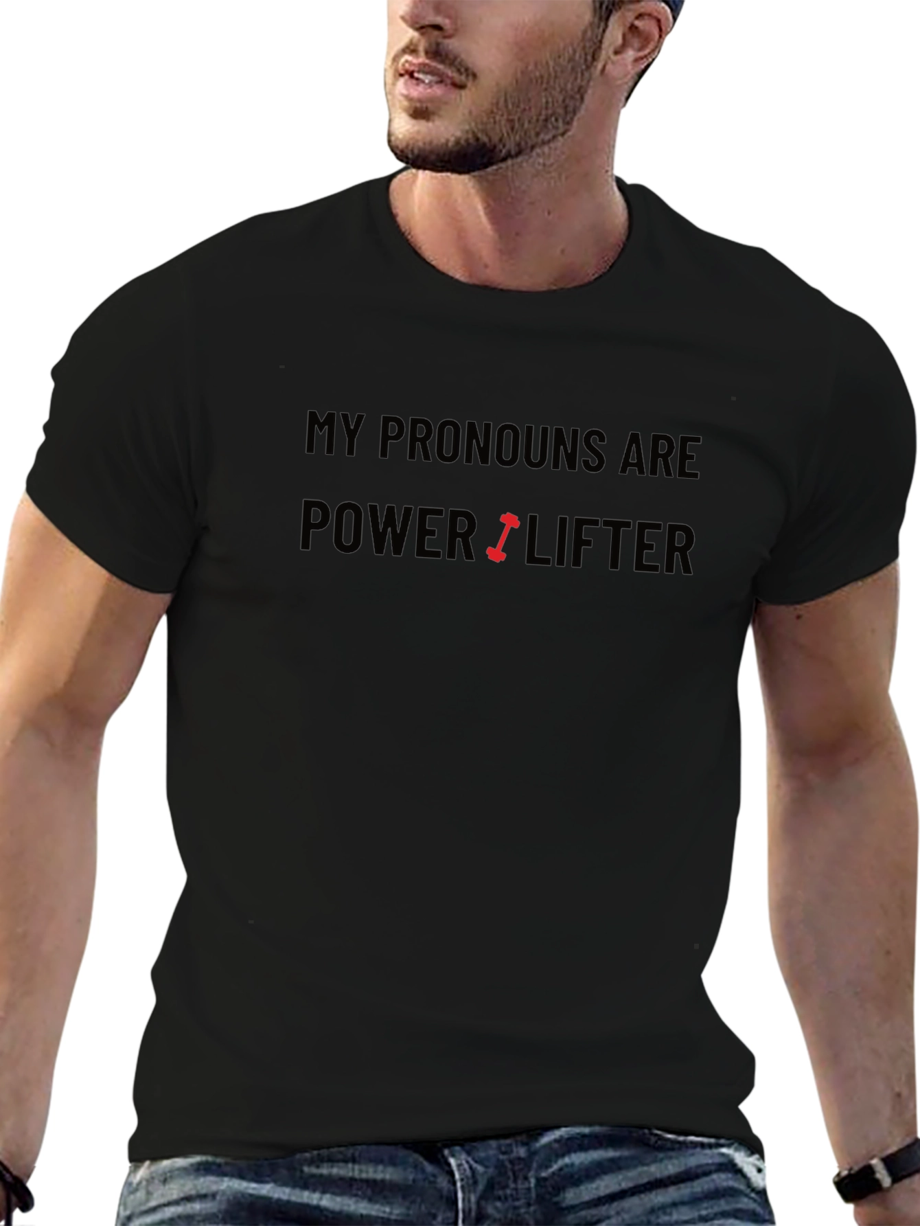 Powerlifter Pronoun T-Shirt - Black