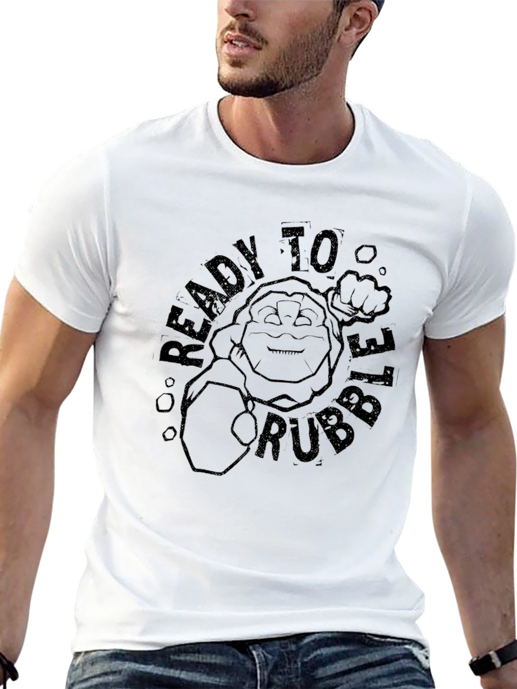 Ready to Rubble Funny Cartoon Graphic Black T-Shirt