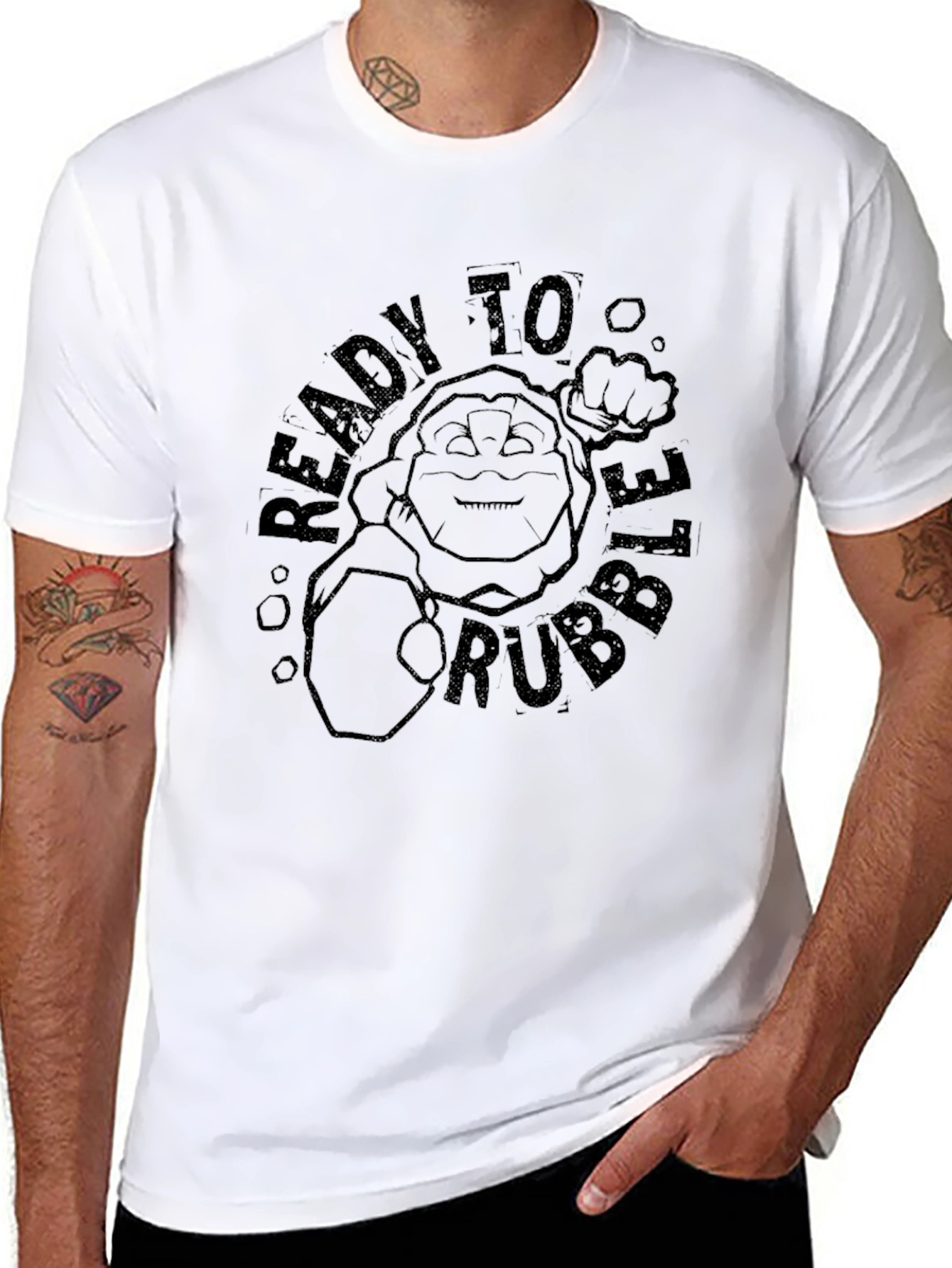 Ready to Rubble Funny Cartoon Graphic Black T-Shirt