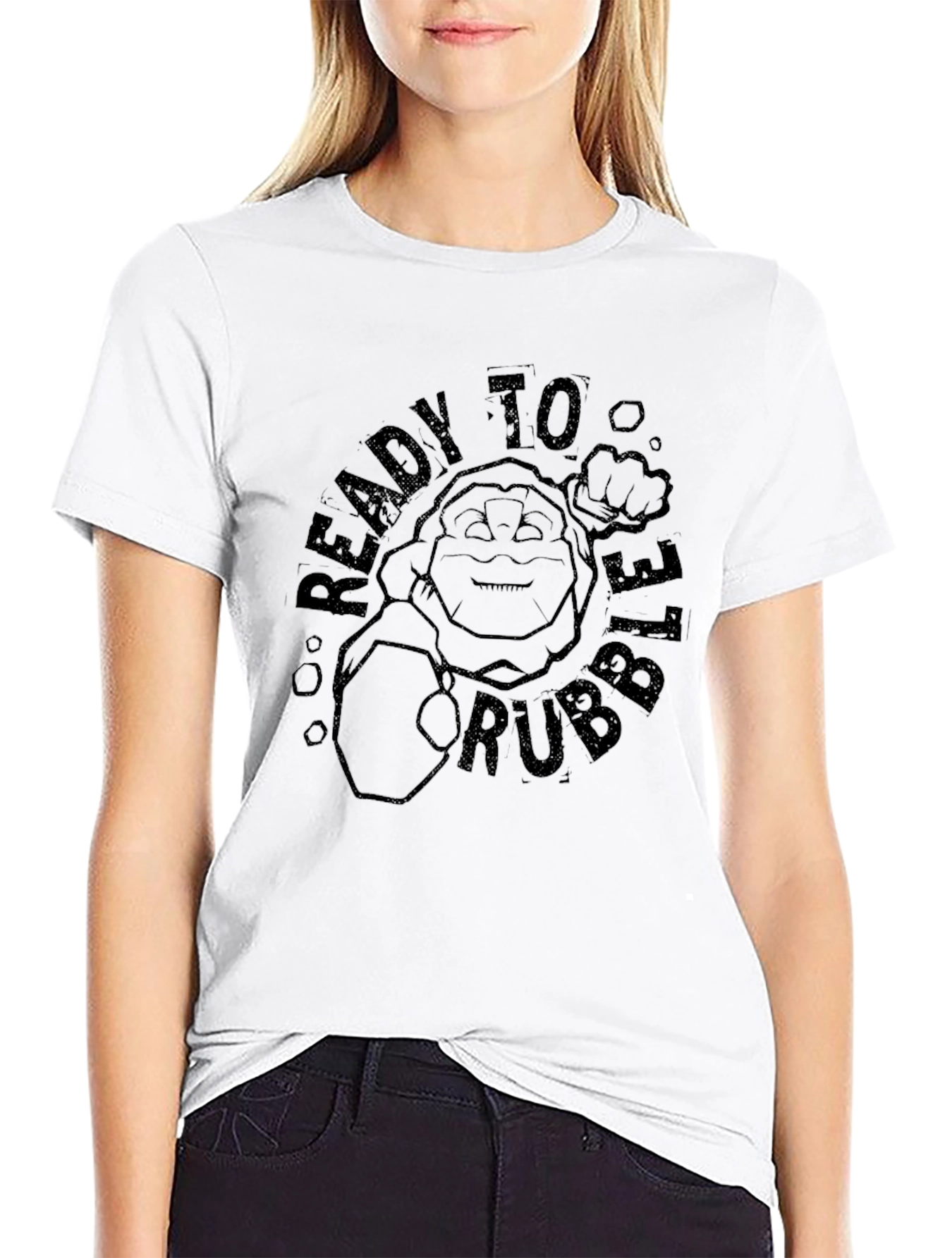 Ready to Rubble Funny Cartoon Graphic Black T-Shirt