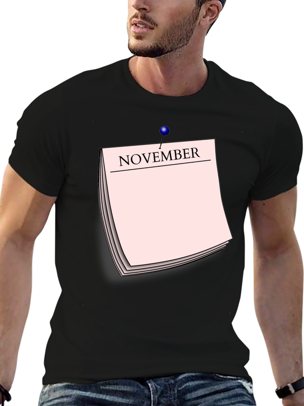 November Calendar T-Shirt - Black Short Sleeve