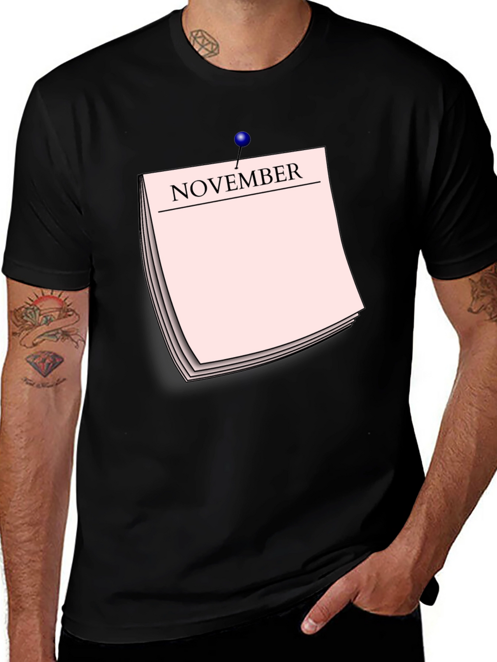 November Calendar T-Shirt - Black Short Sleeve