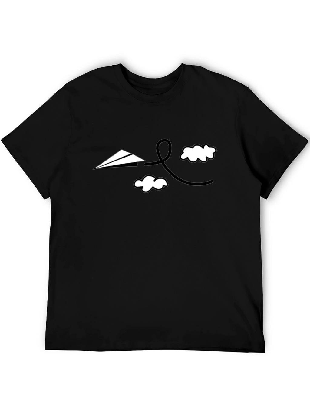 Mens Graphic Tee - Paper Airplane and Clouds Design