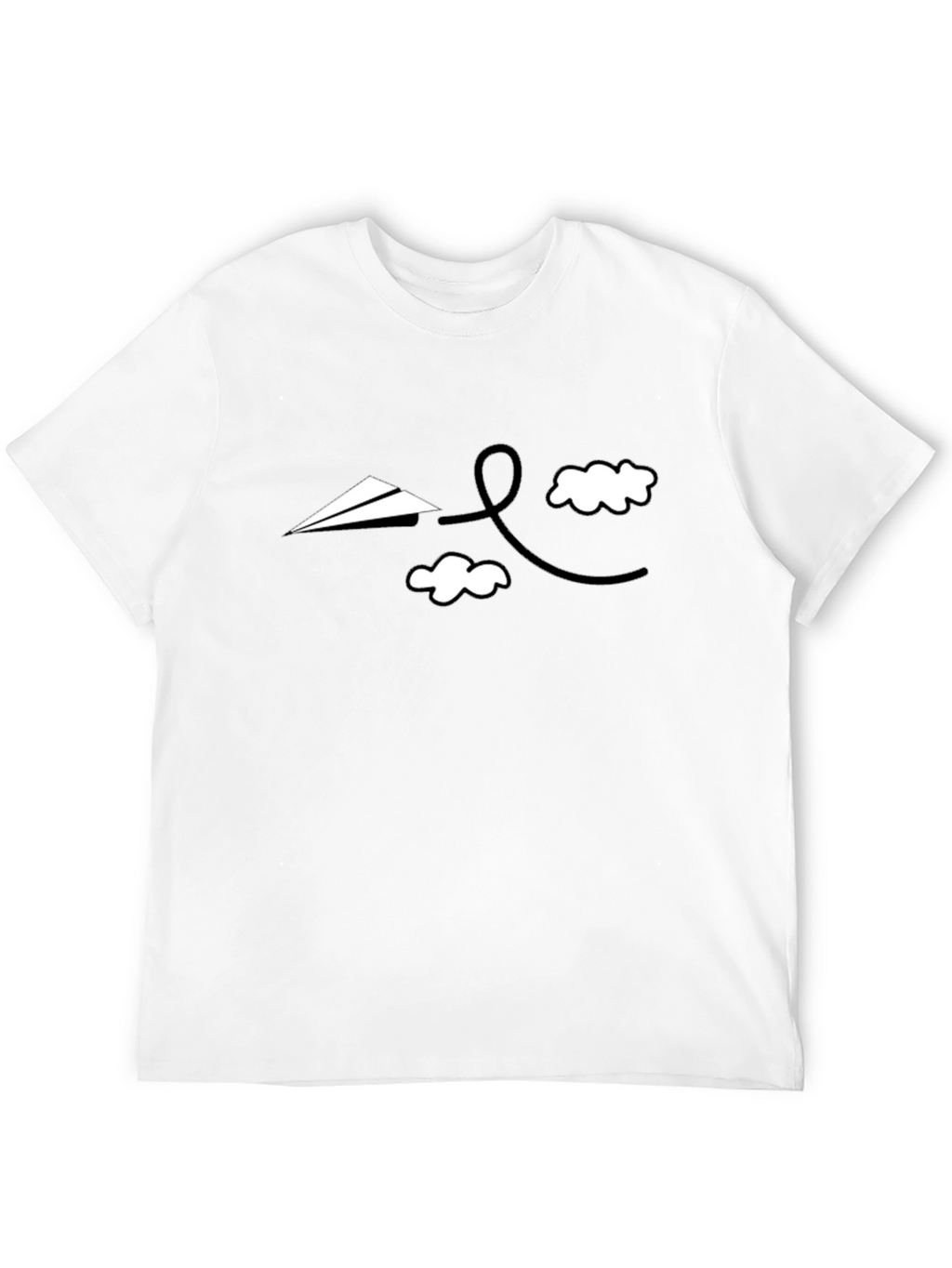 Mens Graphic Tee - Paper Airplane and Clouds Design