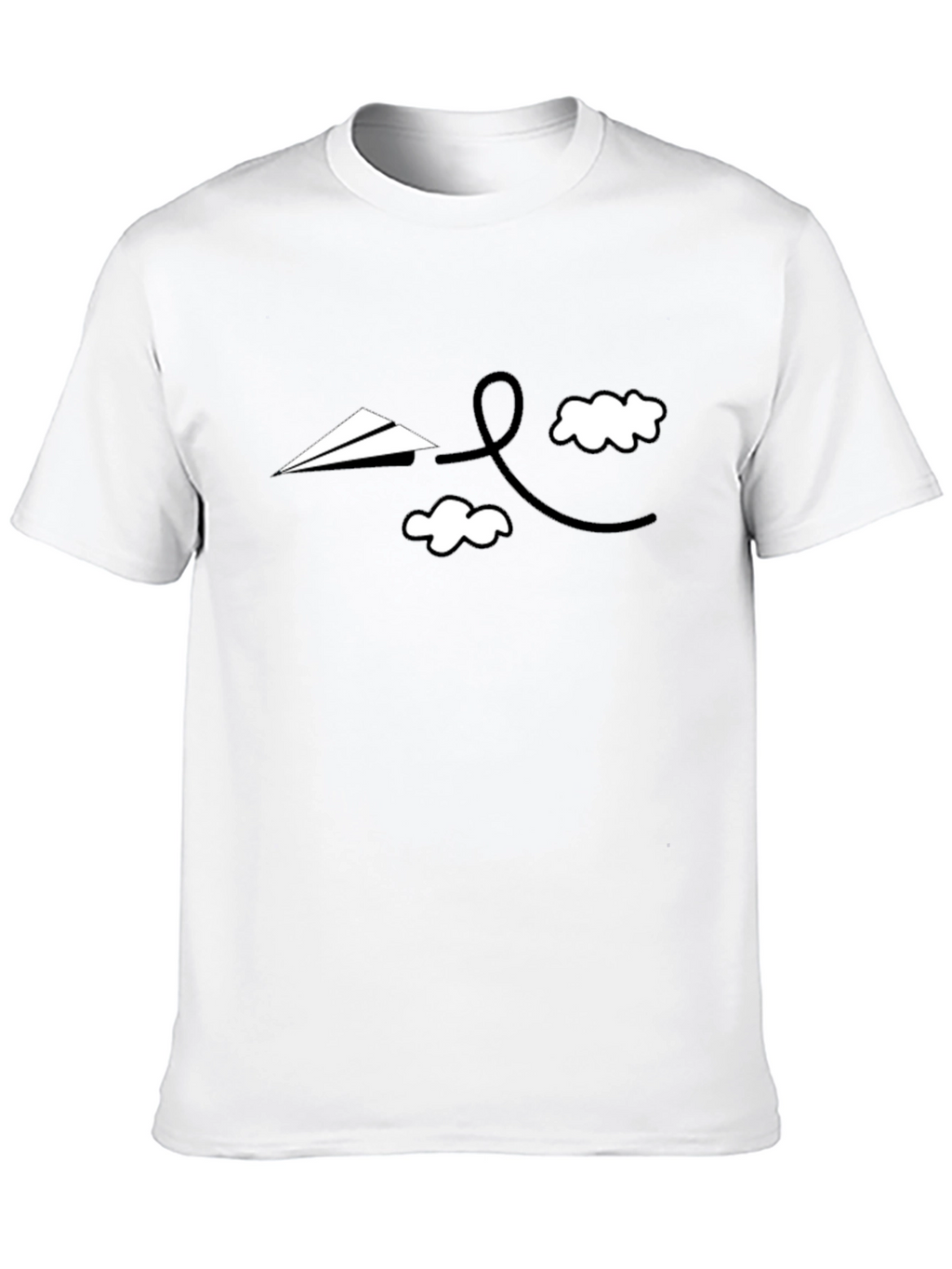 Mens Graphic Tee - Paper Airplane and Clouds Design