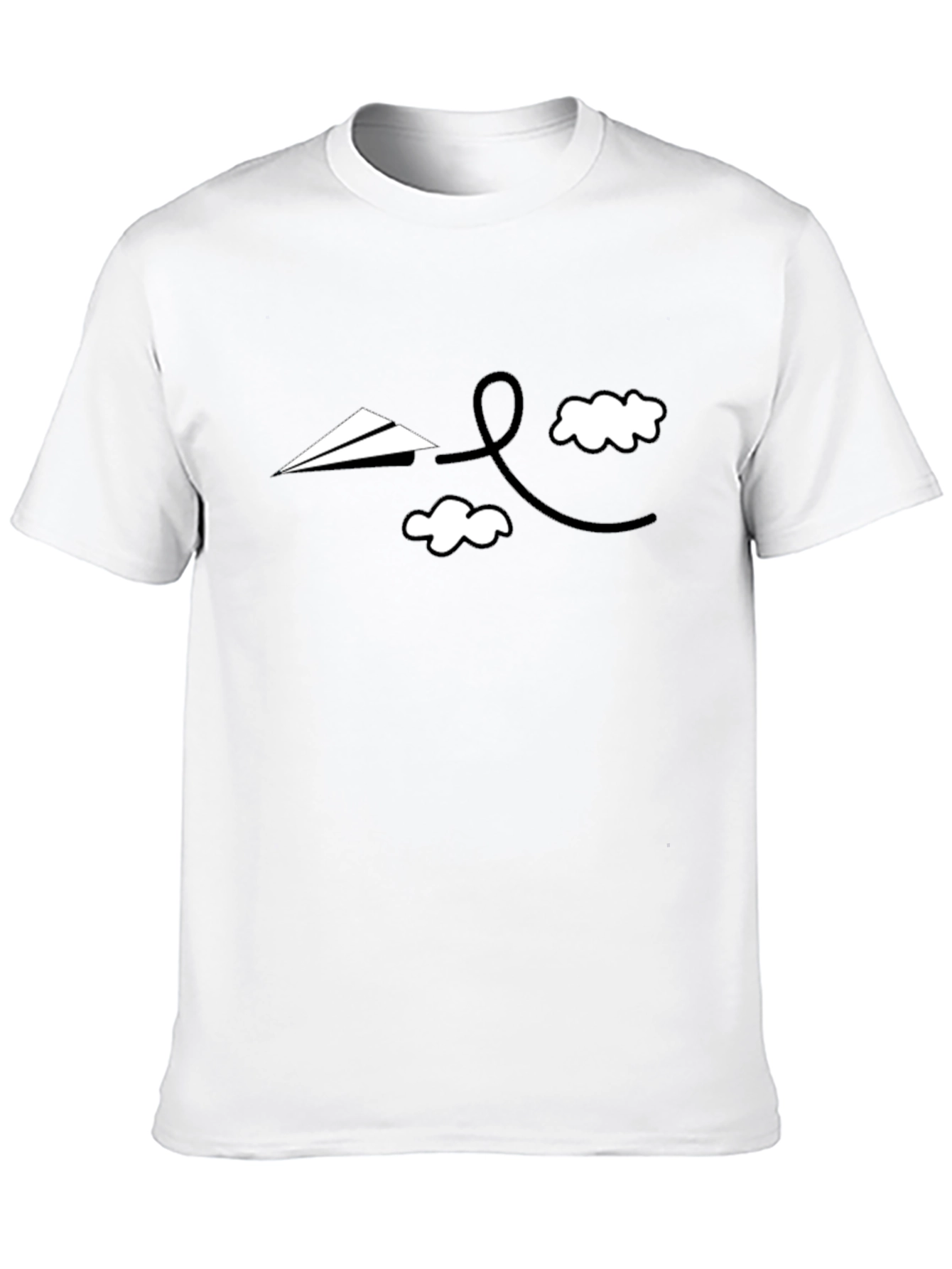 Mens Graphic Tee - Paper Airplane and Clouds Design