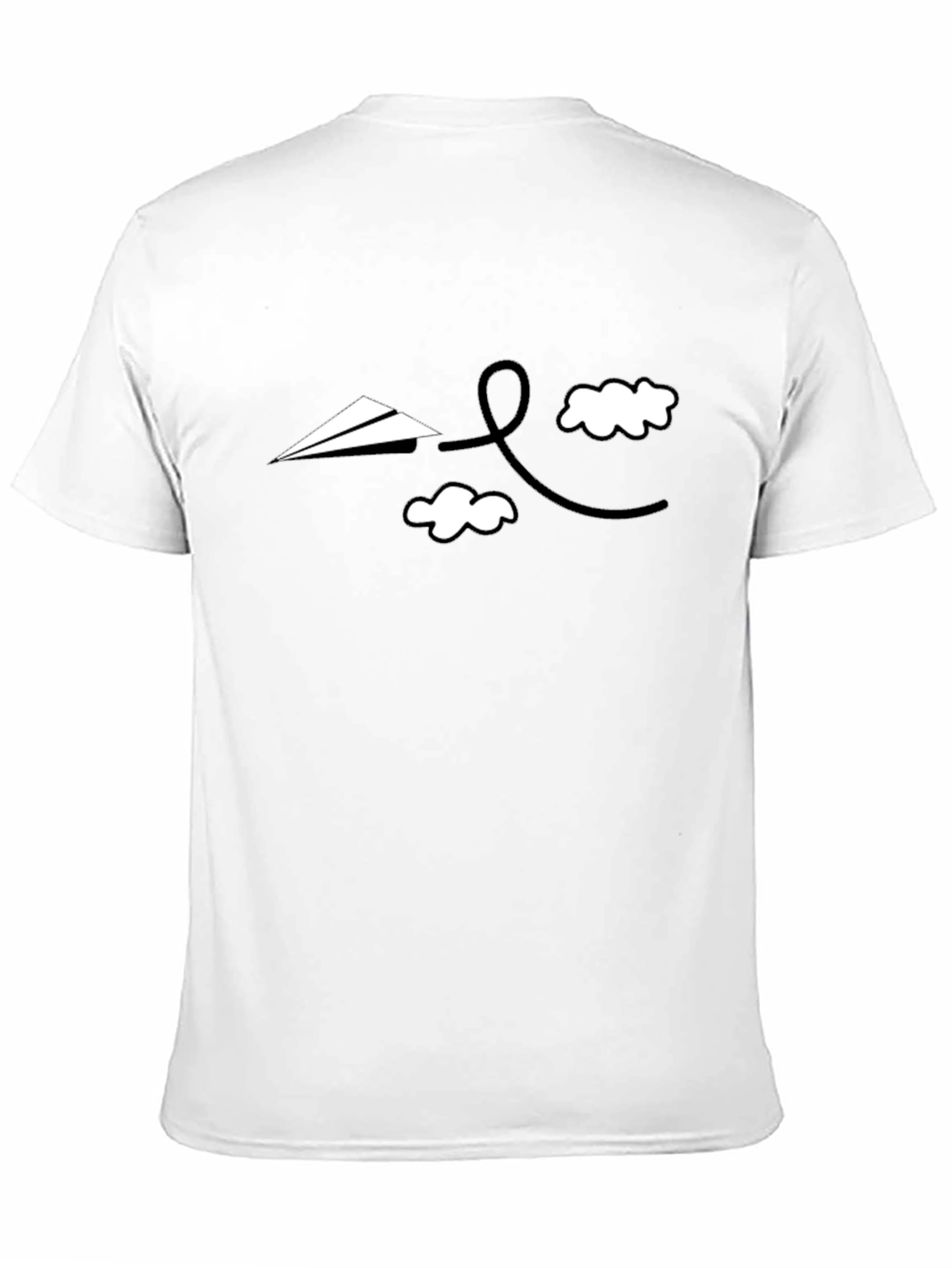 Mens Graphic Tee - Paper Airplane and Clouds Design
