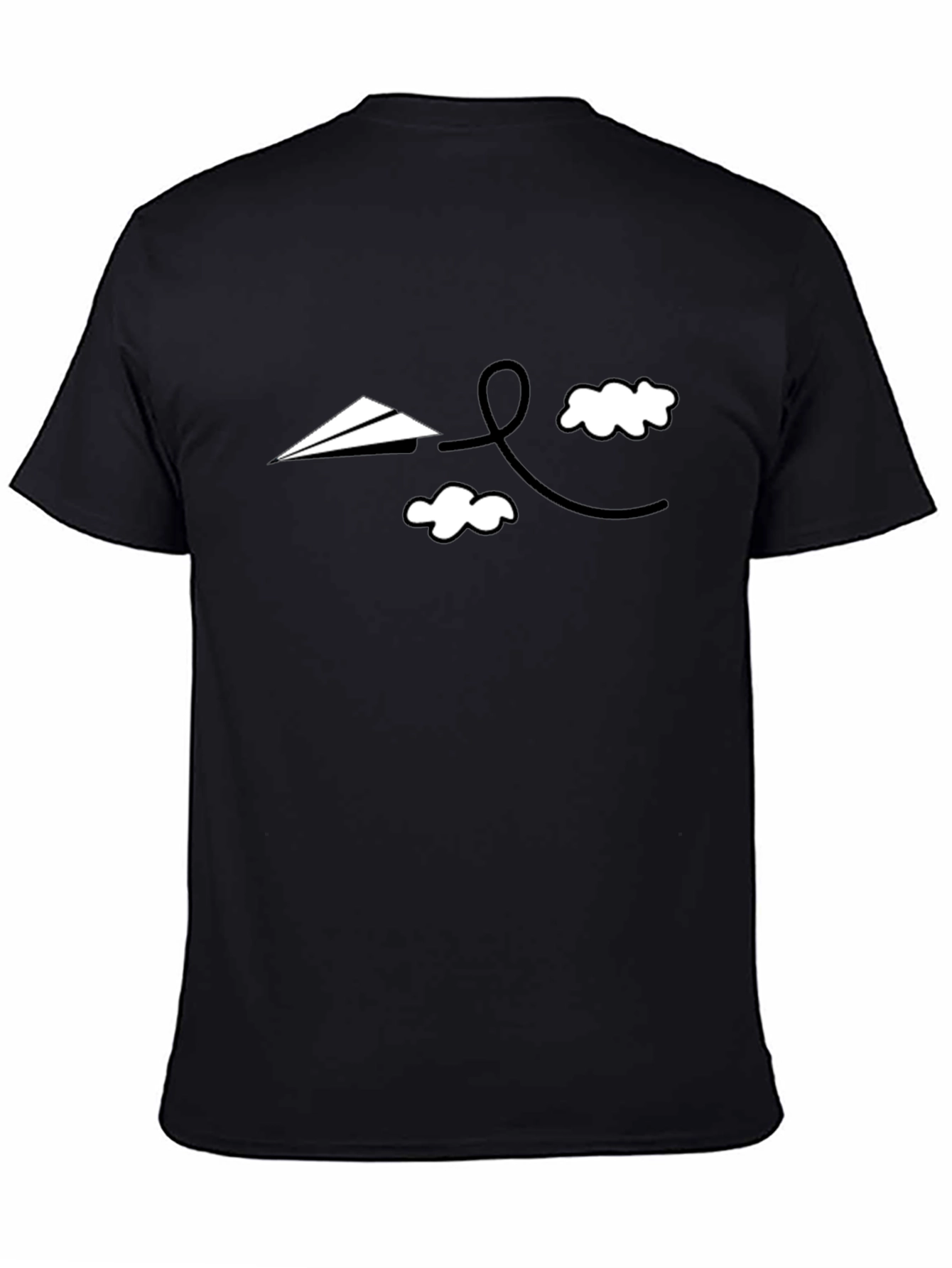 Mens Graphic Tee - Paper Airplane and Clouds Design
