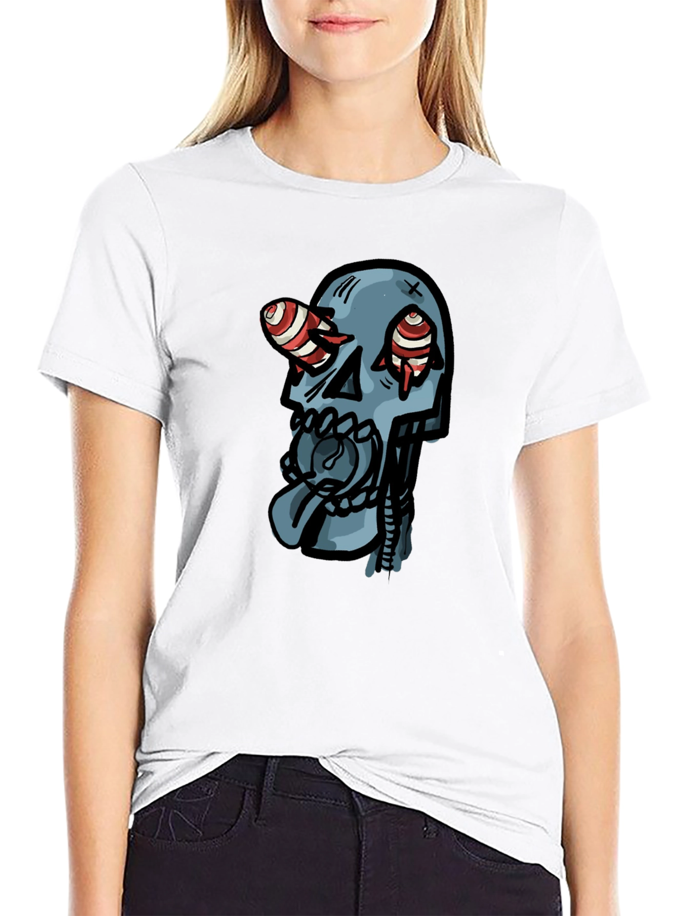 Skull Graphic Print Black T-Shirt