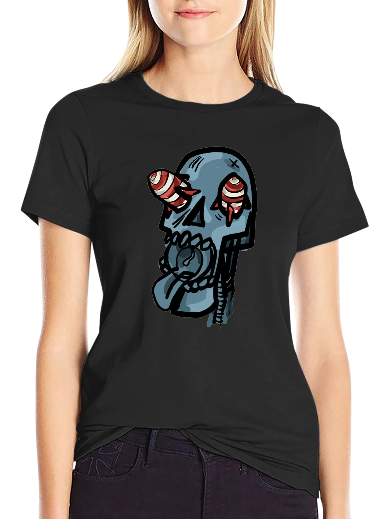 Skull Graphic Print Black T-Shirt