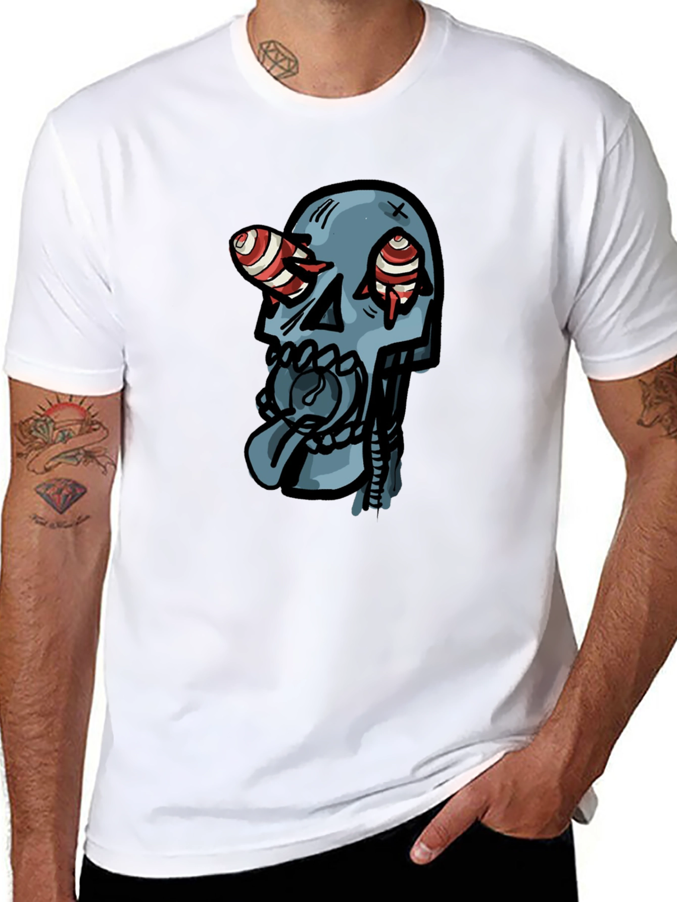 Skull Graphic Print Black T-Shirt