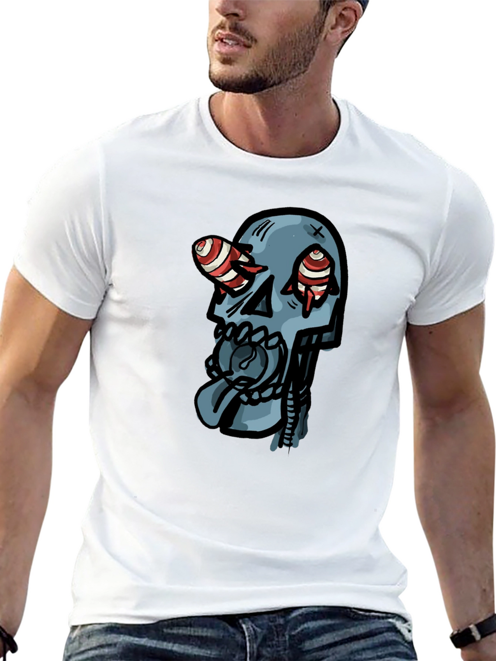 Skull Graphic Print Black T-Shirt