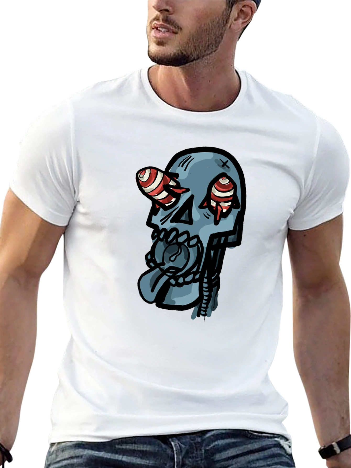 Skull Graphic Print Black T-Shirt