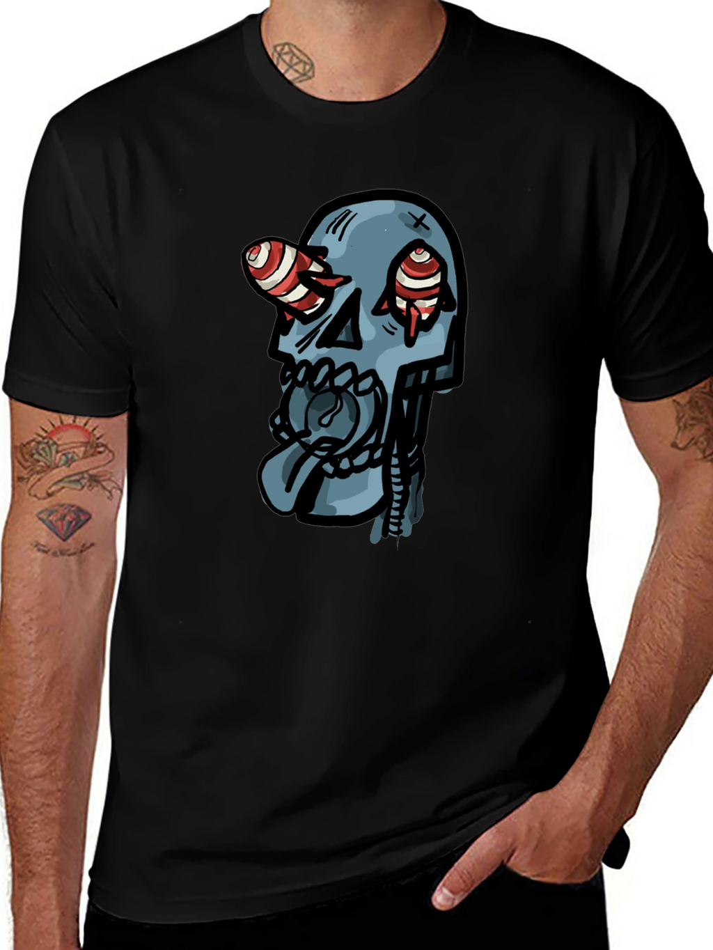 Skull Graphic Print Black T-Shirt