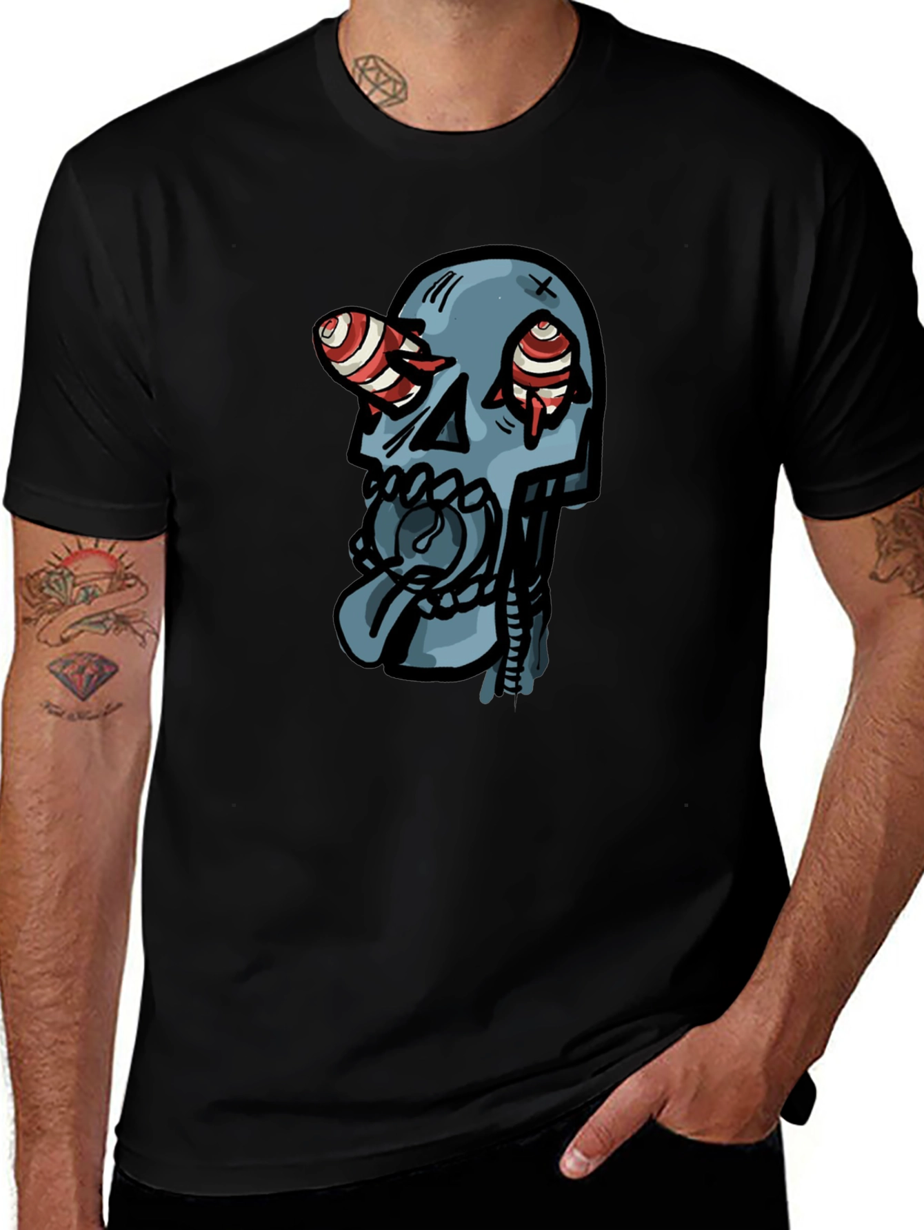 Skull Graphic Print Black T-Shirt