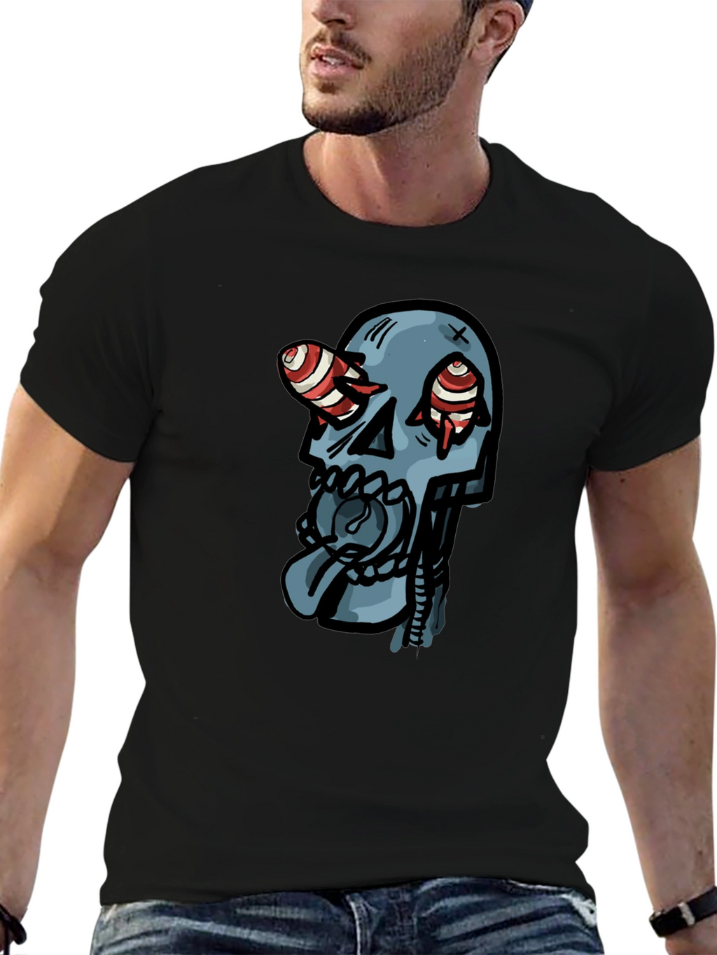 Skull Graphic Print Black T-Shirt