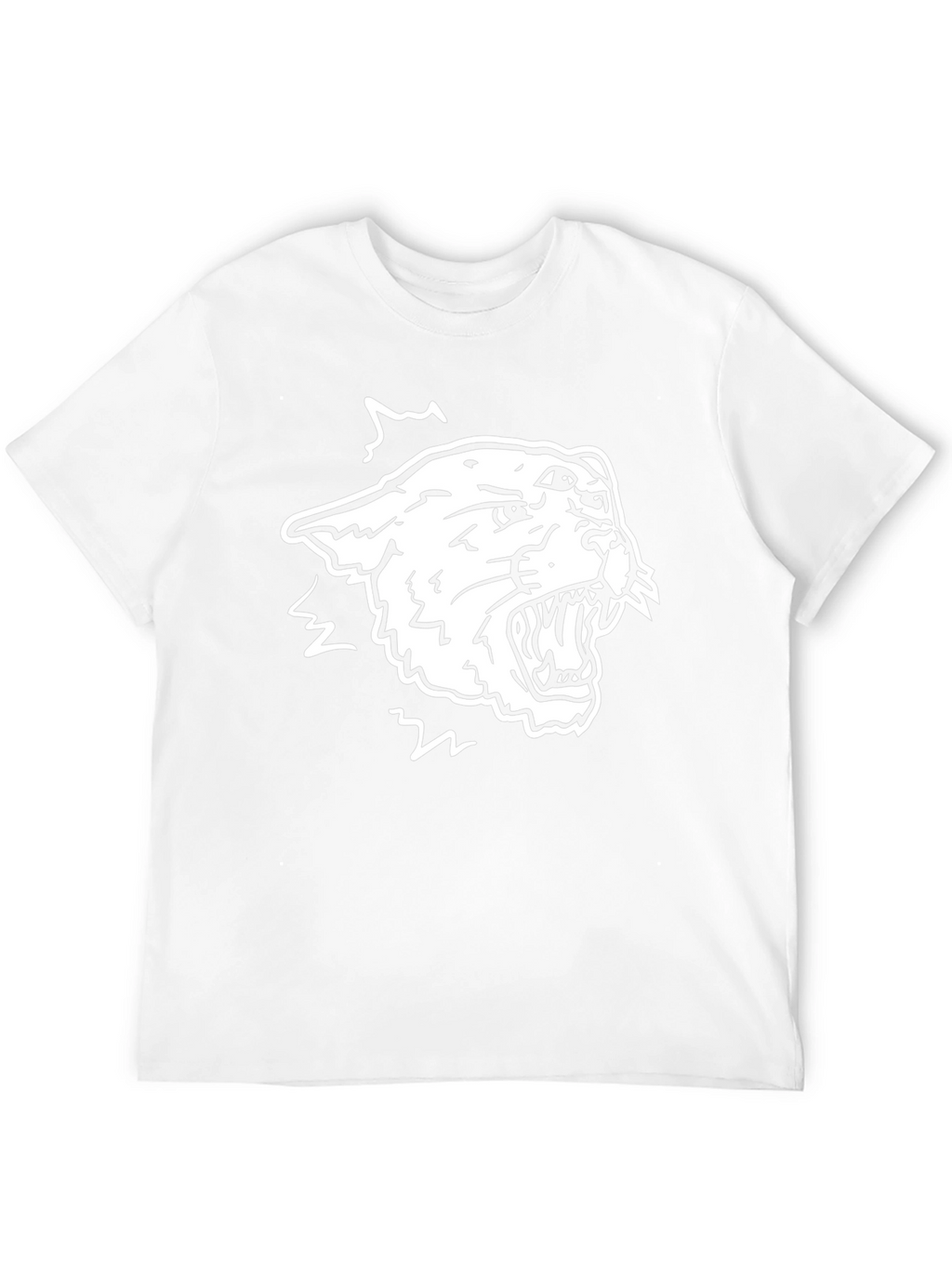 Cool Black Tee with Aggressive White Tiger Design