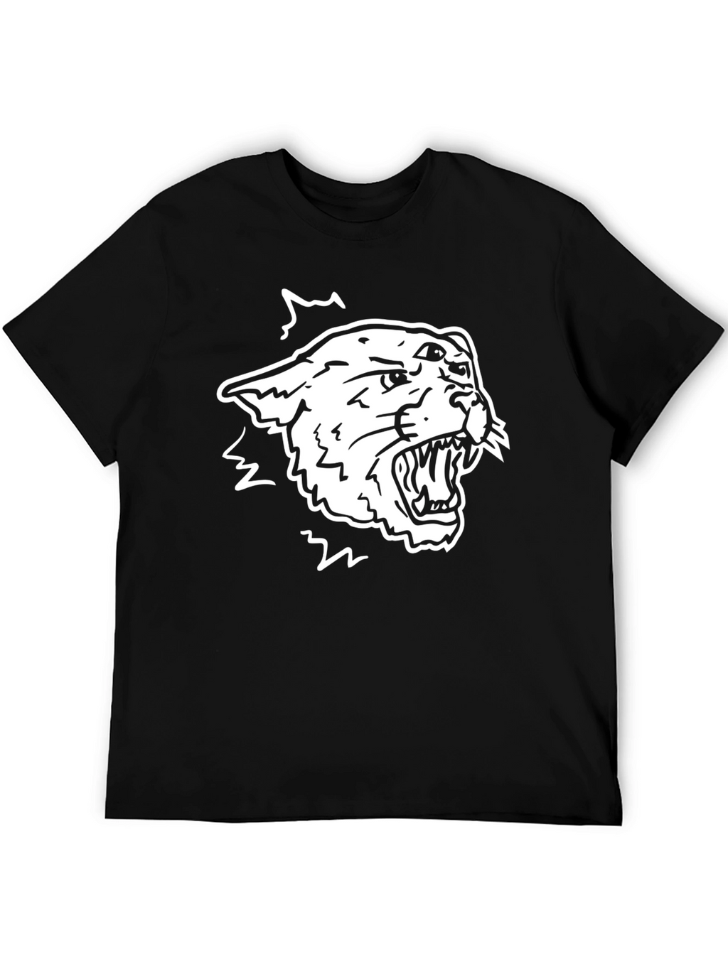 Cool Black Tee with Aggressive White Tiger Design