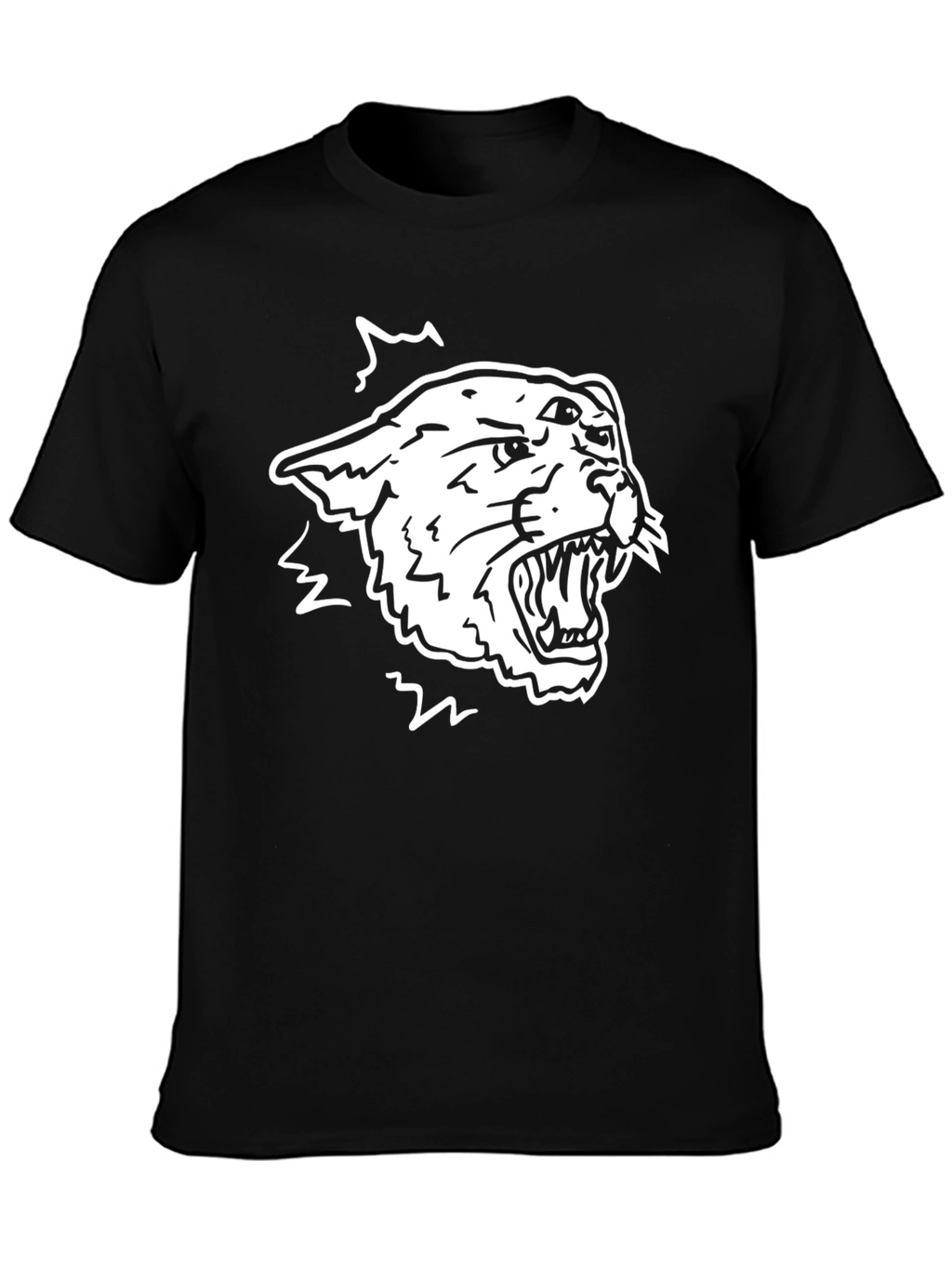 Cool Black Tee with Aggressive White Tiger Design