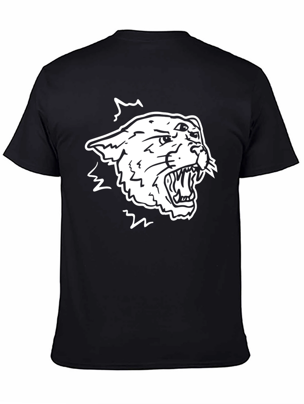 Cool Black Tee with Aggressive White Tiger Design