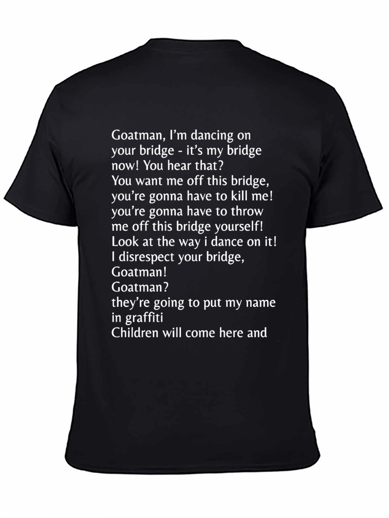 Goatman Bridge Humor Graphic T-Shirt