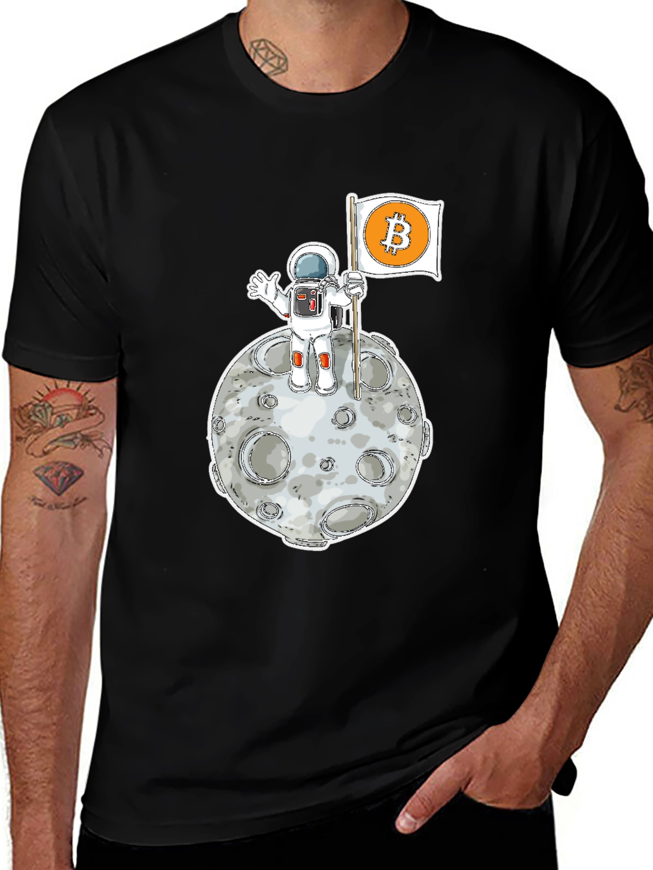 Bitcoin to the Moon Black T-Shirt